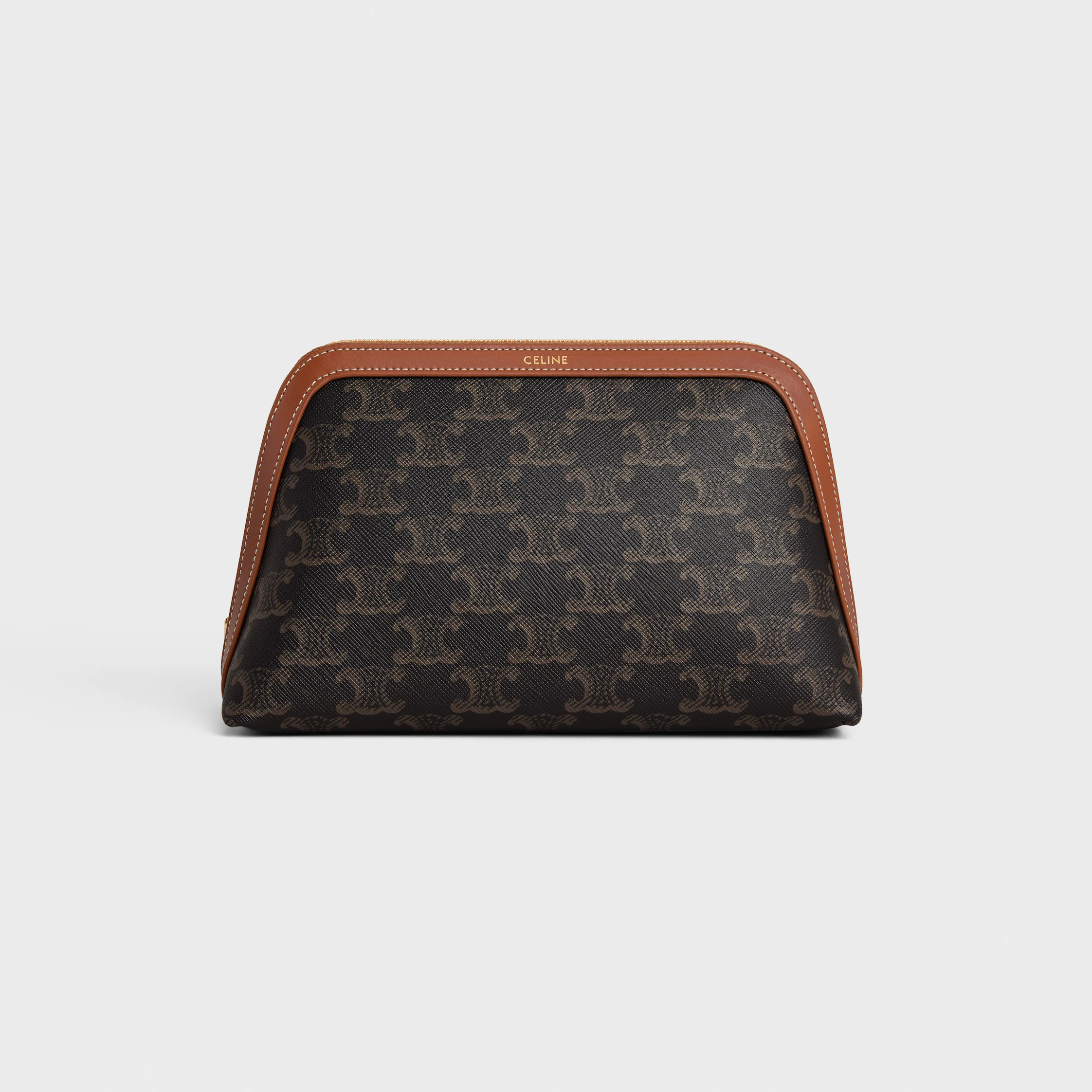 MEDIUM COSMETIC POUCH IN TRIOMPHE CANVAS AND CALFSKIN