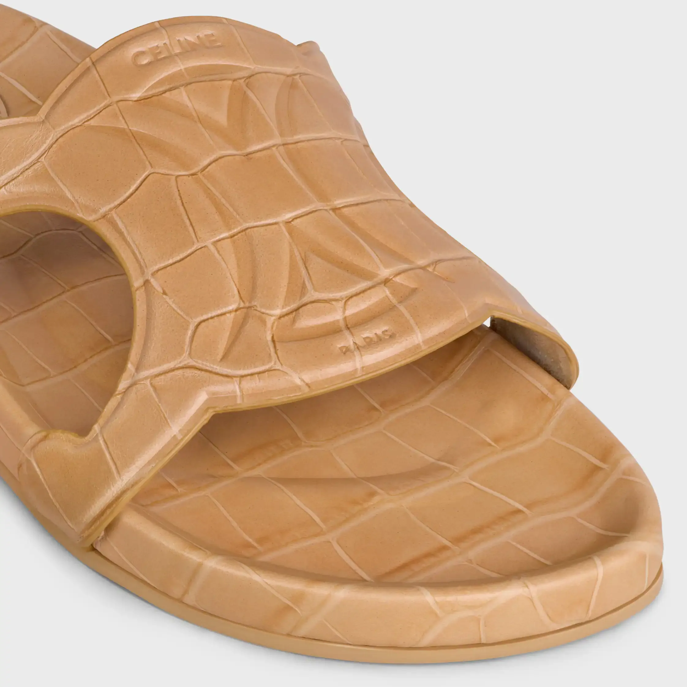 TRIOMPHE SLIDE IN CROCODILE STAMPED CALFSKIN