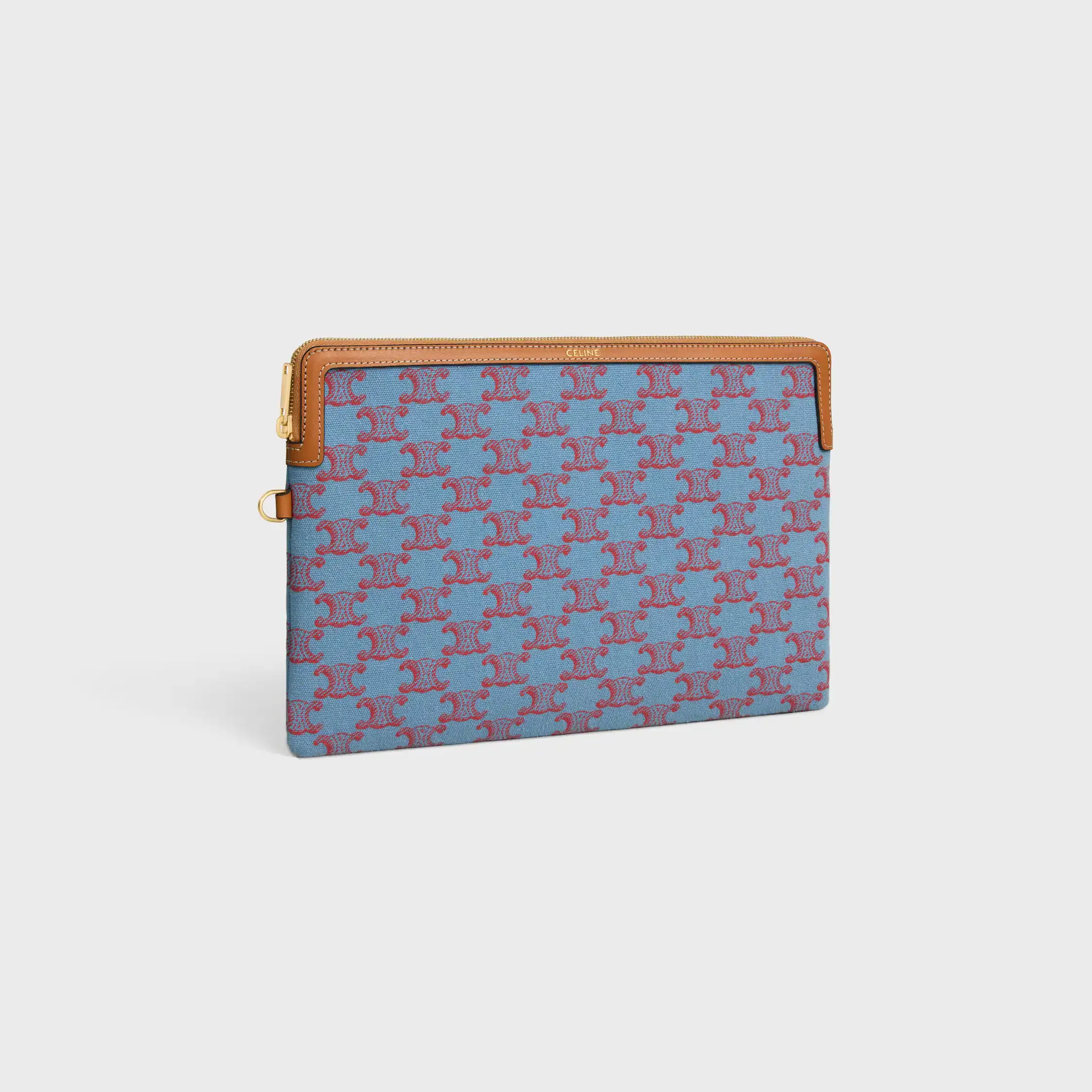 SMALL POUCH WITH STRAP CUIR TRIOMPHE IN TEXTILE WITH TRIOMPHE ALL OVER