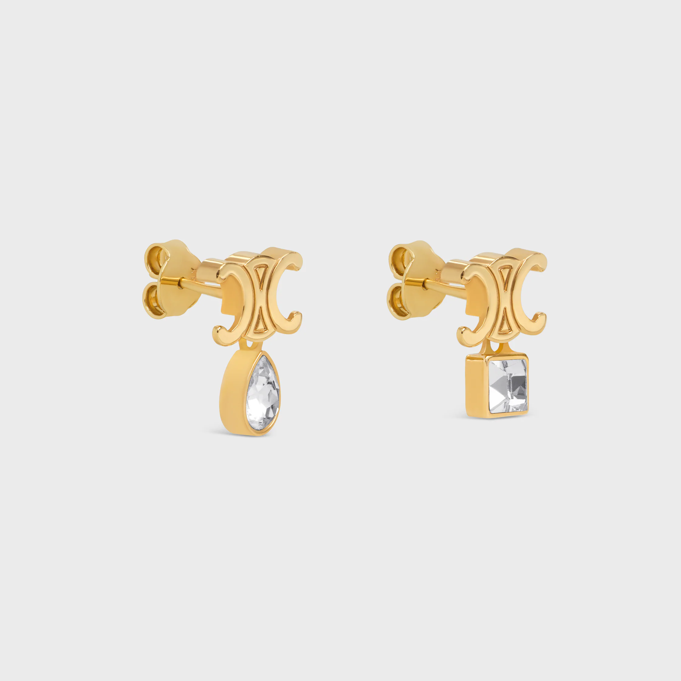 Triomphe Twinkle Earrings in Strass and Brass with Gold Finish