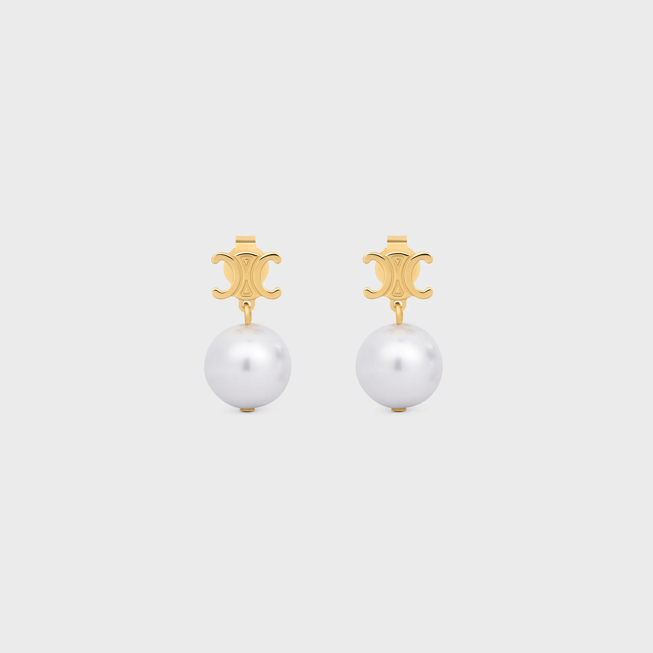 Les Perles Celine Earrings in Brass with Gold Finish and Resin Pearls