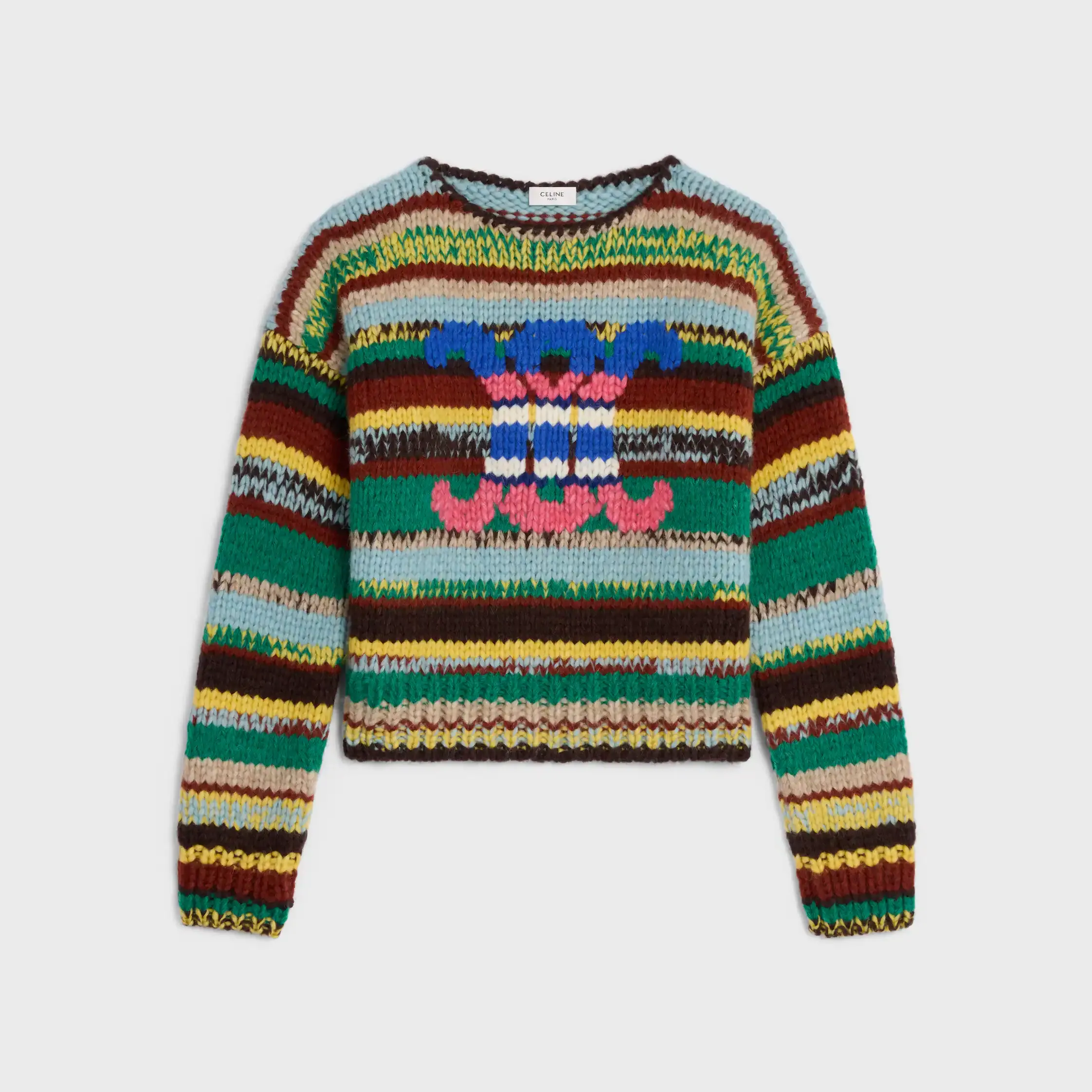 crewneck sweater IN MOULINE ALPACA AND WOOL