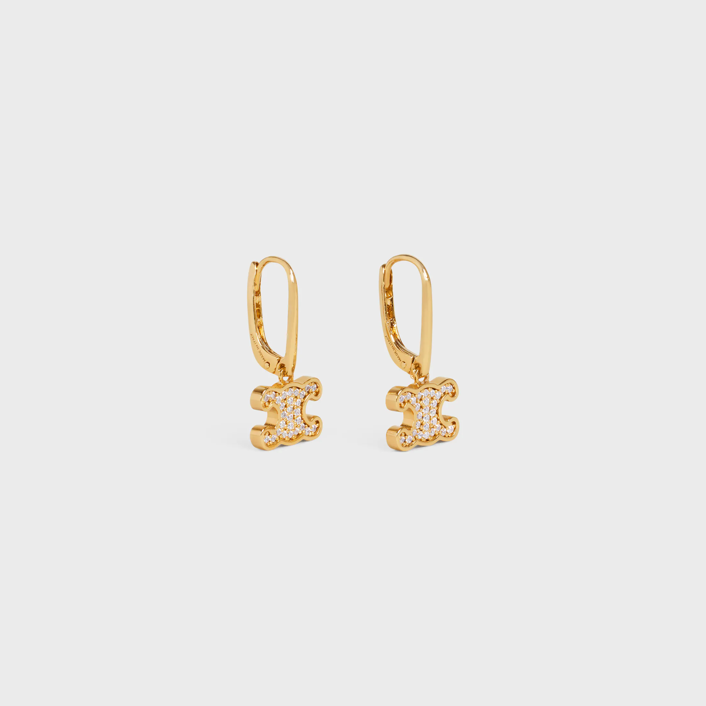 Triomphe Rhinestone Earrings in Brass with Gold Finish and Crystals