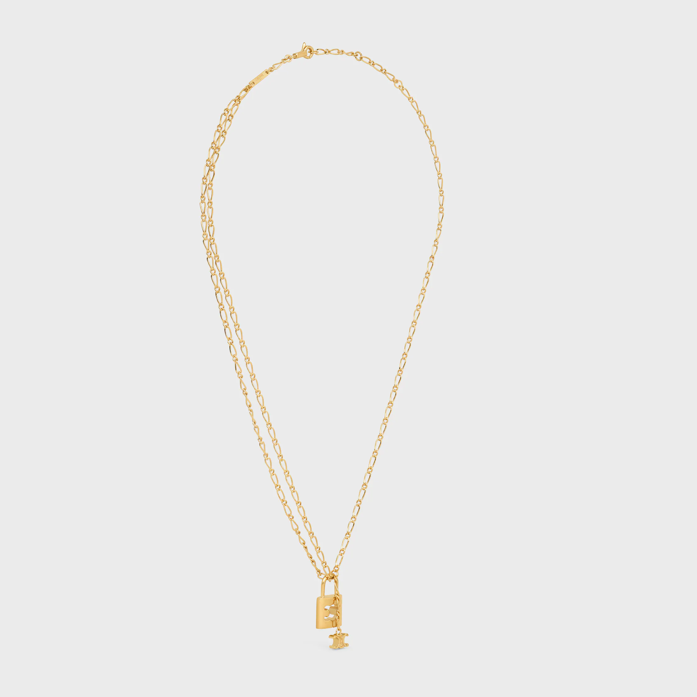 Triomphe Lock Necklace in Brass with Gold Finish