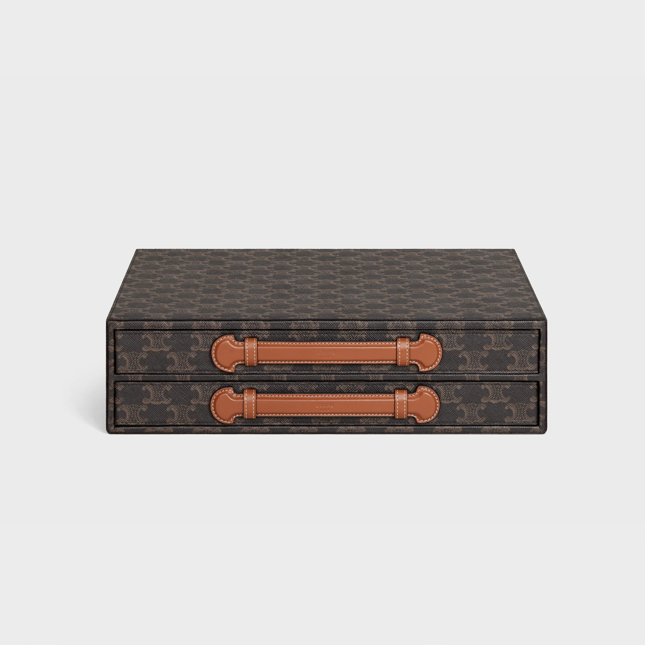 stationery case in triomphe canvas and calfskin