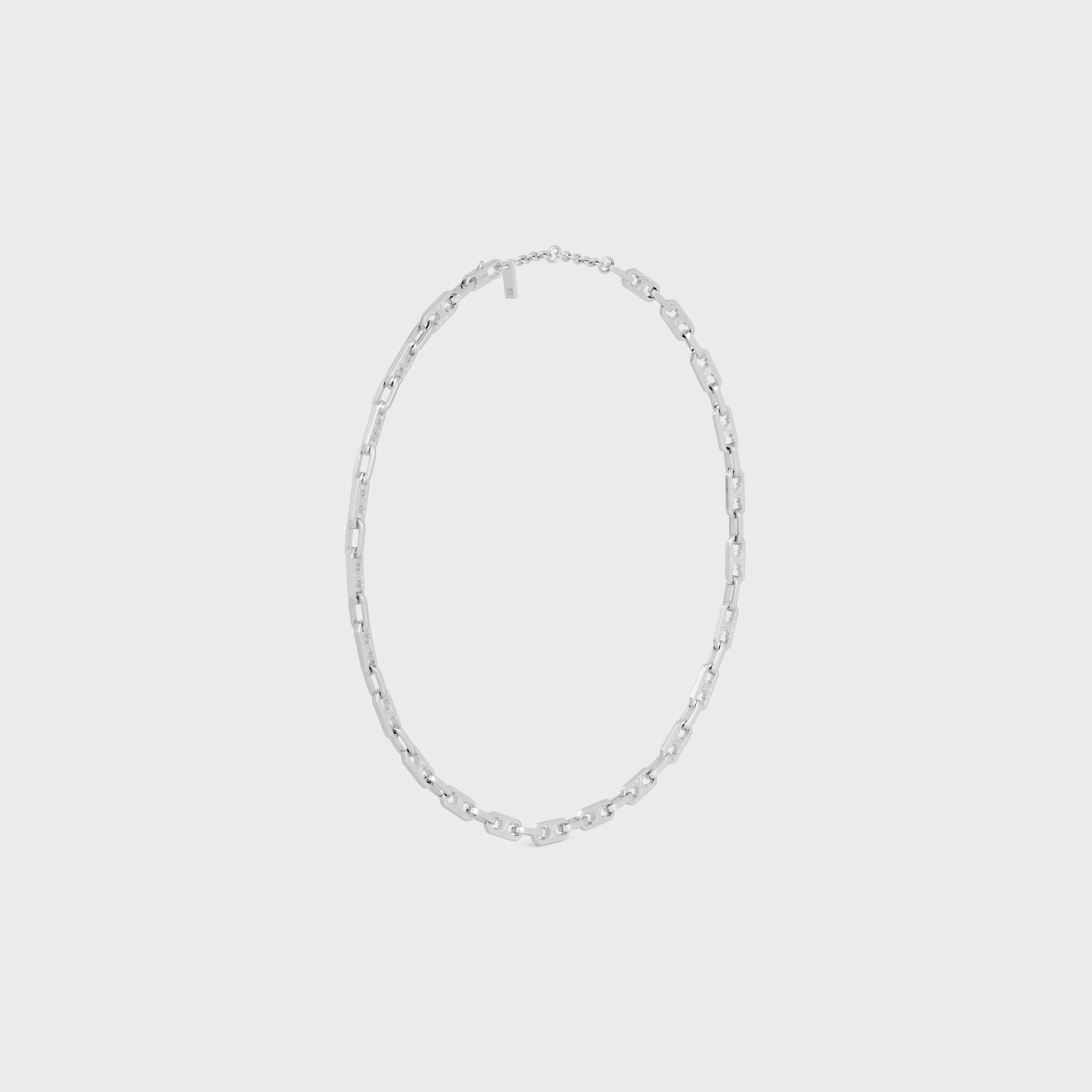 Triomphe Small Octagon Necklace in Brass with Rhodium Finish