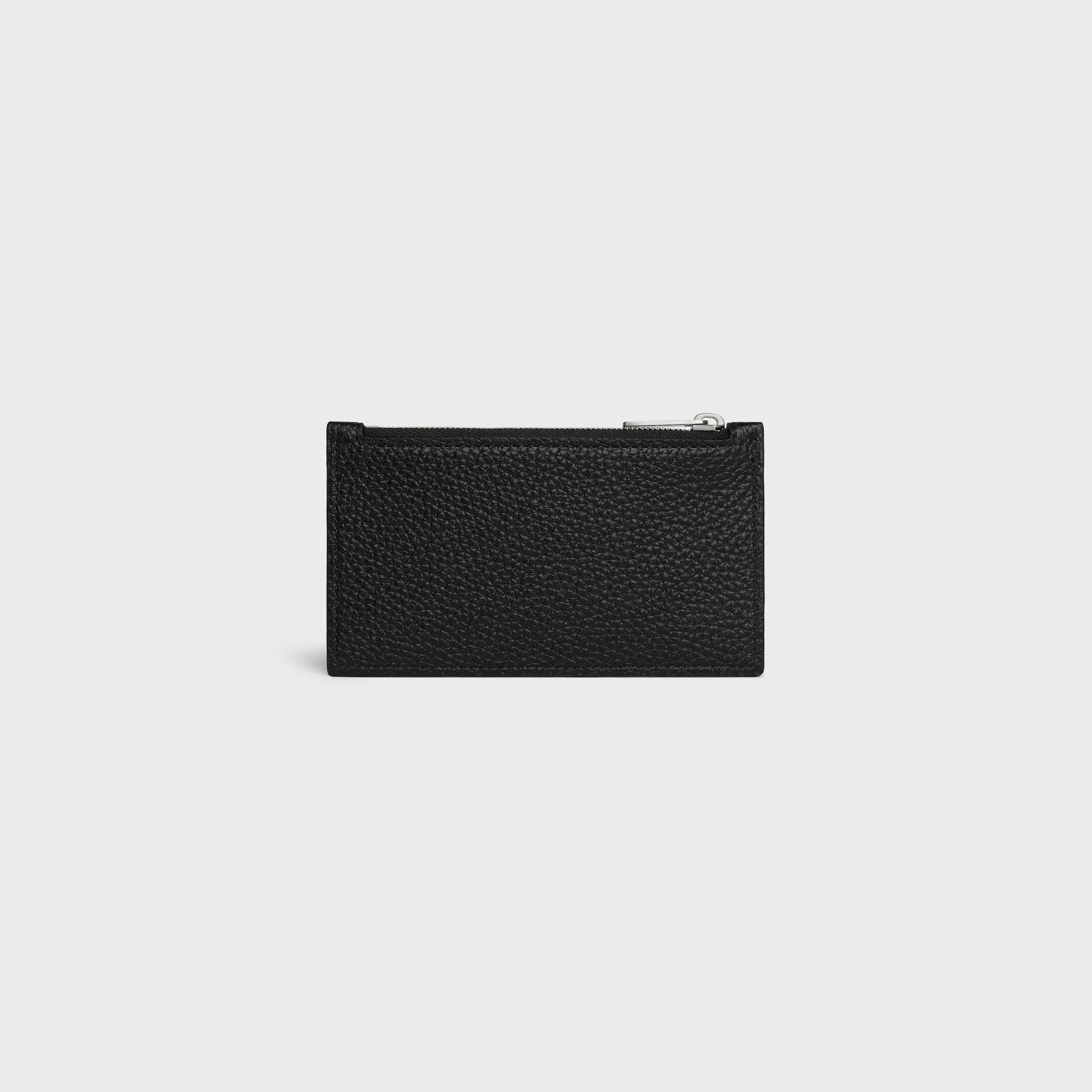 Zipped compact card holder IN GRAINED CALFSKIN