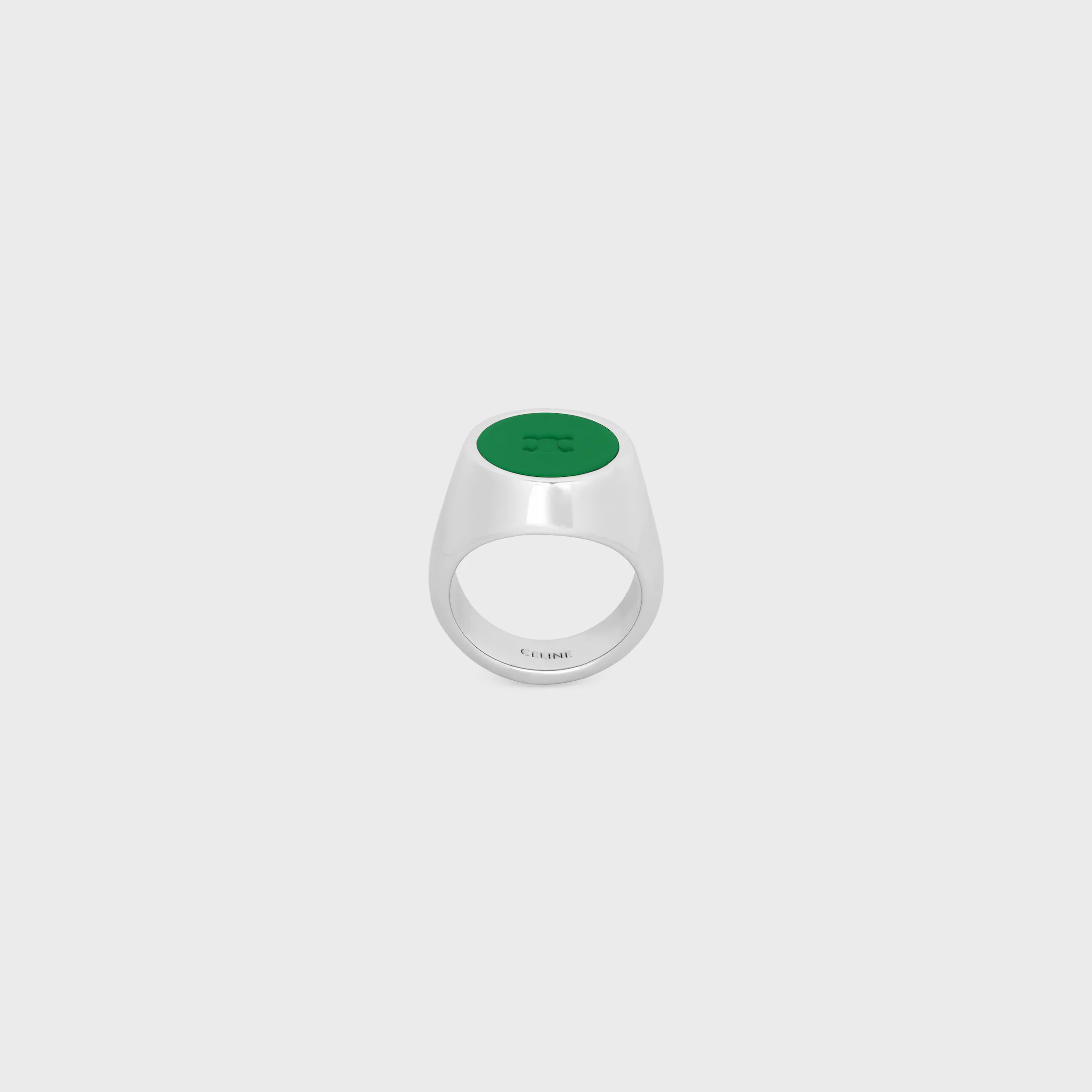 Triomphe Signet Ring in Varnish and Brass with Rhodium Finish