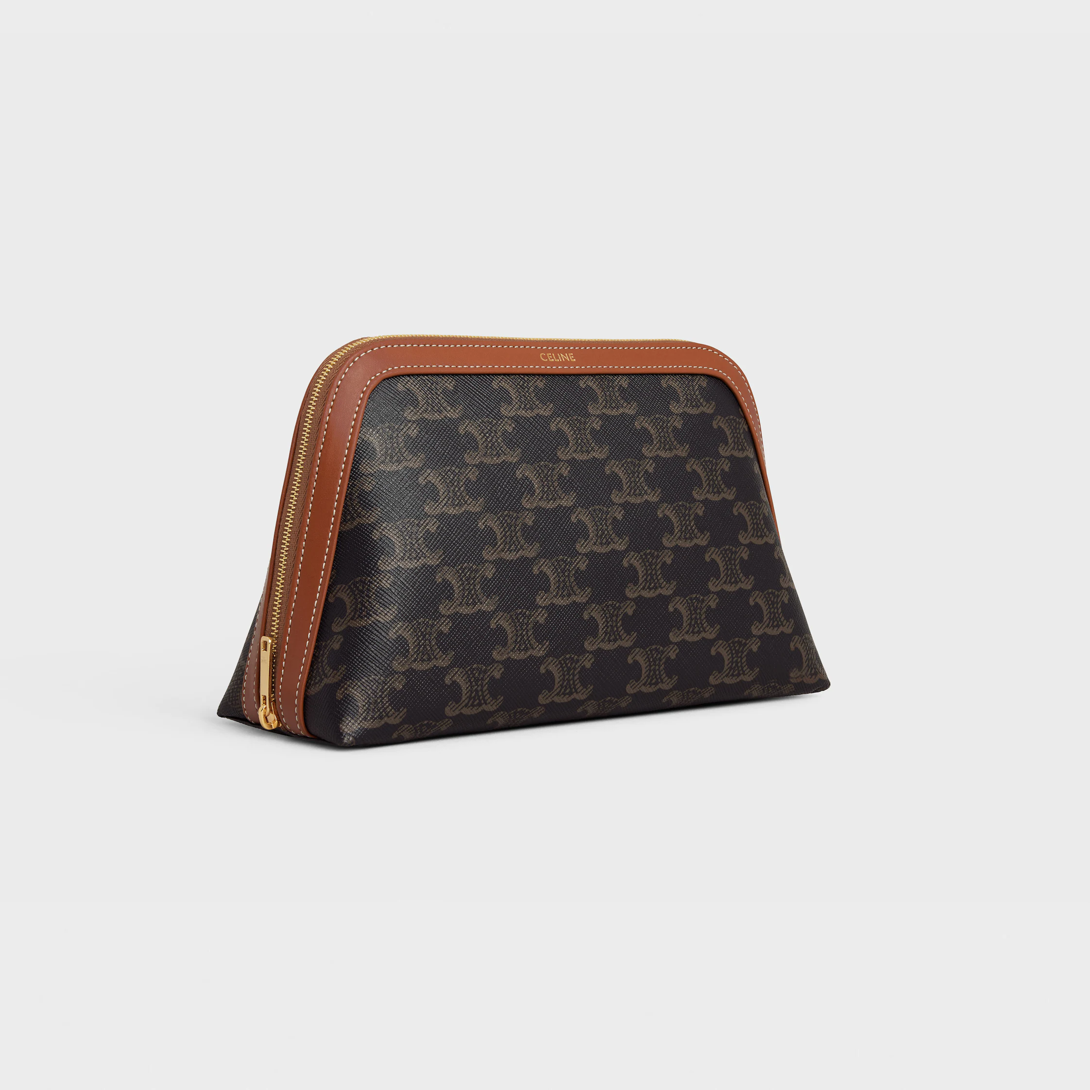 MEDIUM COSMETIC POUCH IN TRIOMPHE CANVAS AND CALFSKIN