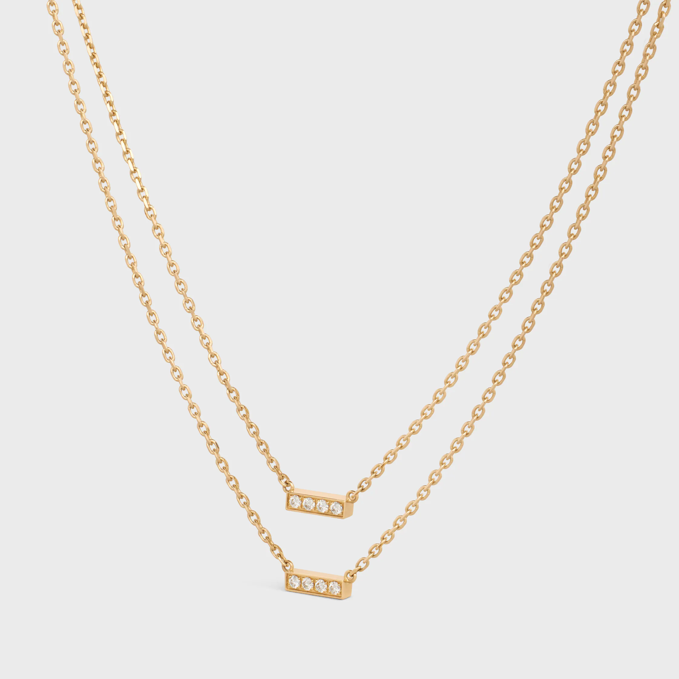Celine Line Double Necklace in Yellow Gold and Diamonds
