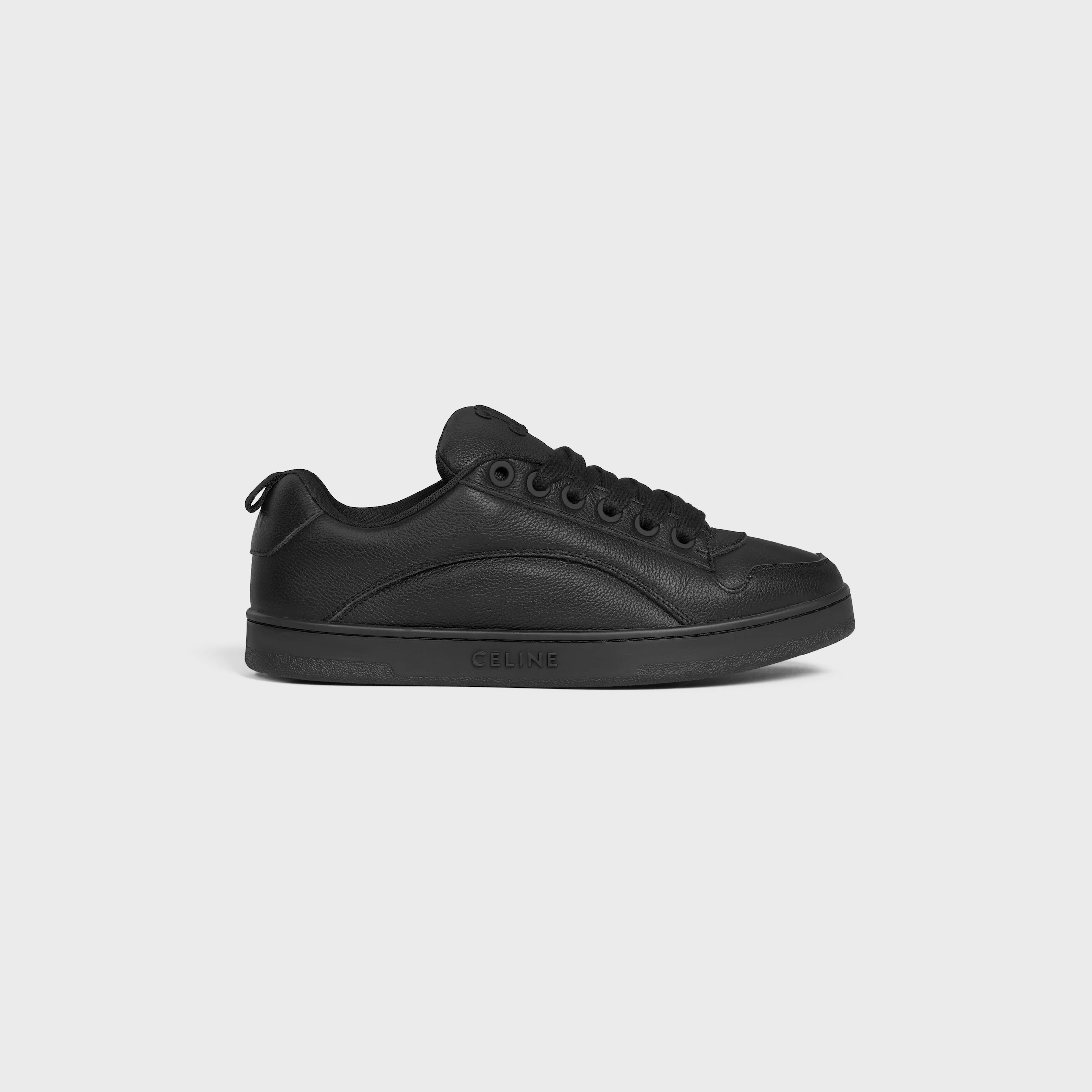 CELINE HUNTINGTON LOW LACE-UP SNEAKER IN TUMBLED LEATHER AND MESH