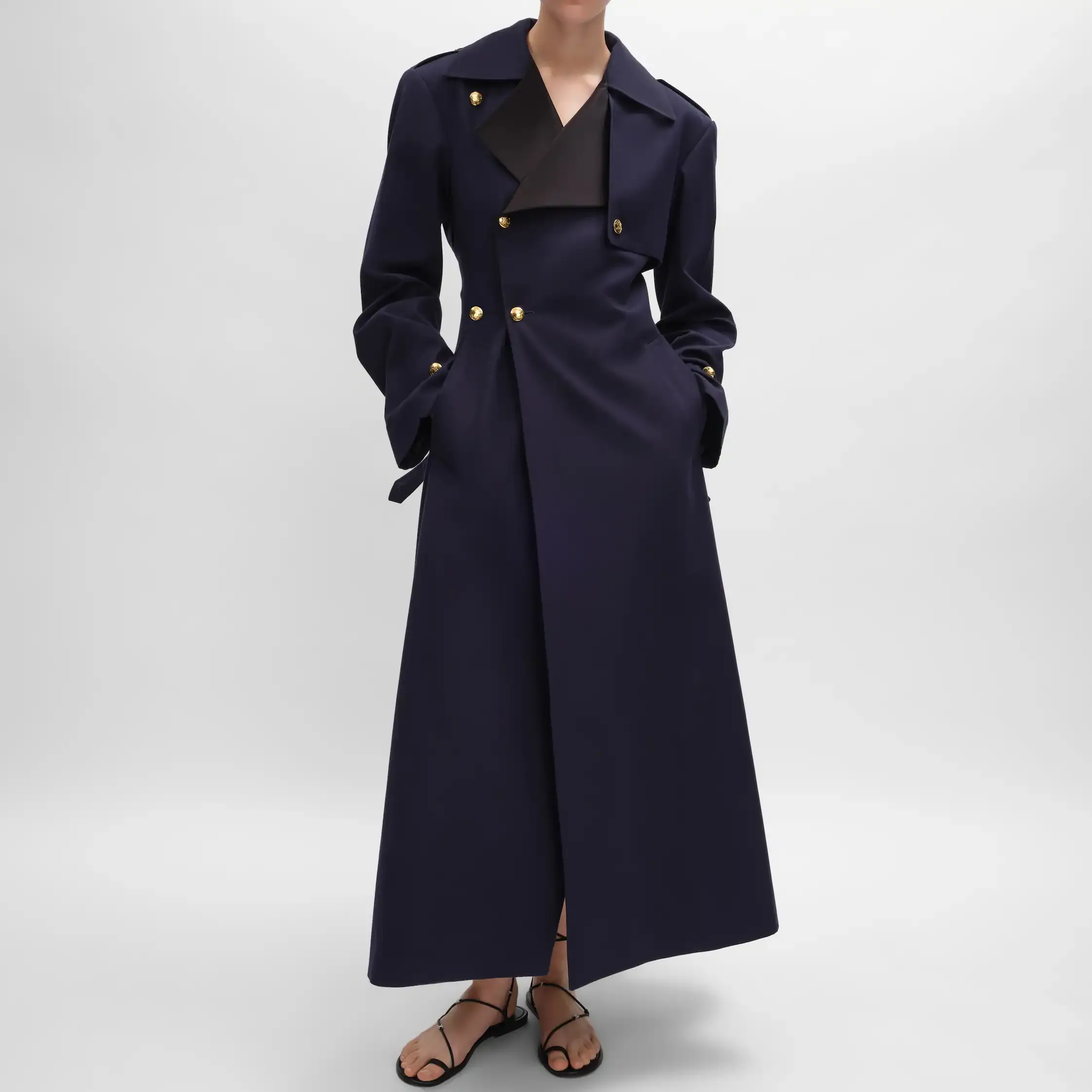 tux trench coat IN COTTON AND WOOL GABARDINE