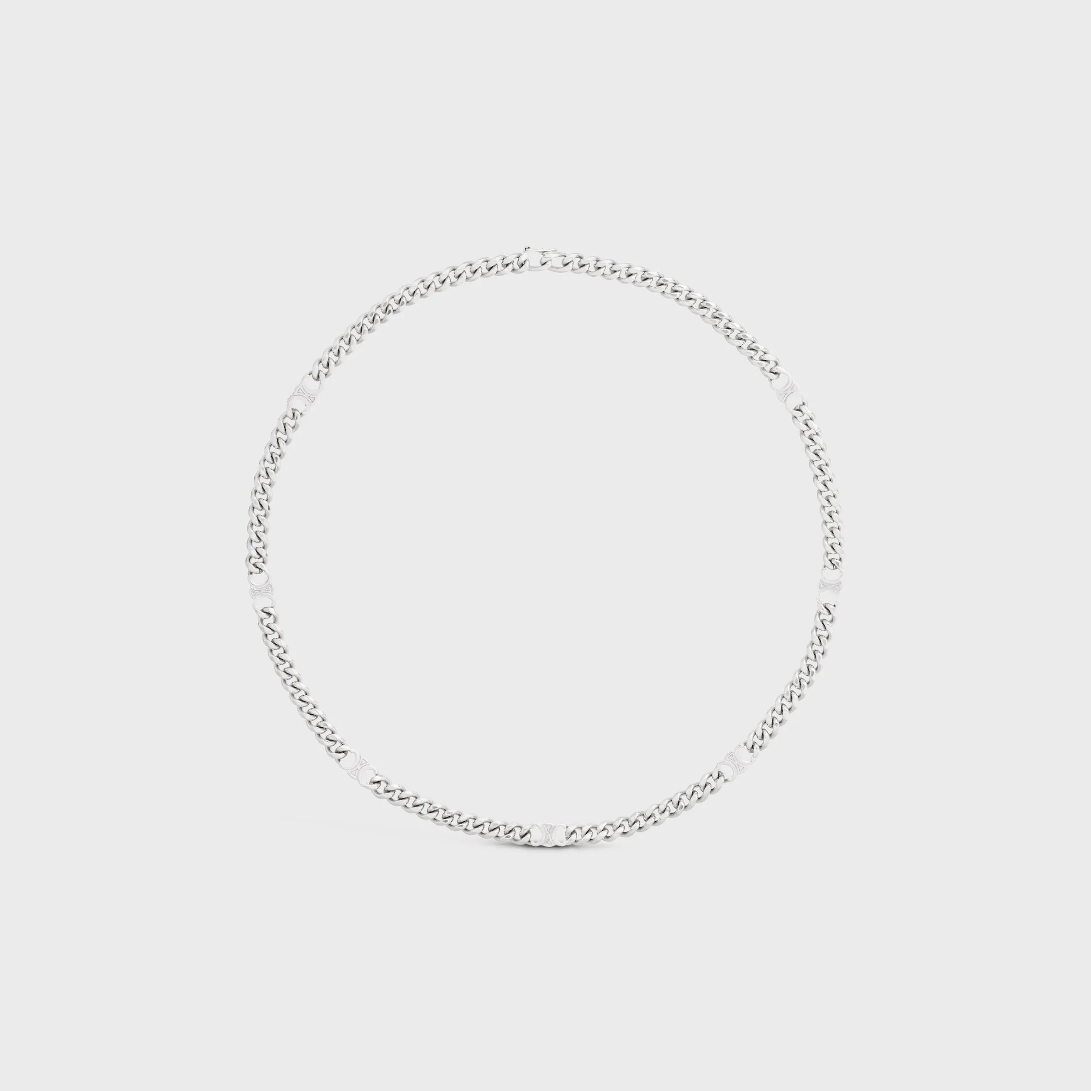 Triomphe Small Gourmette Necklace in Brass with Rhodium Finish
