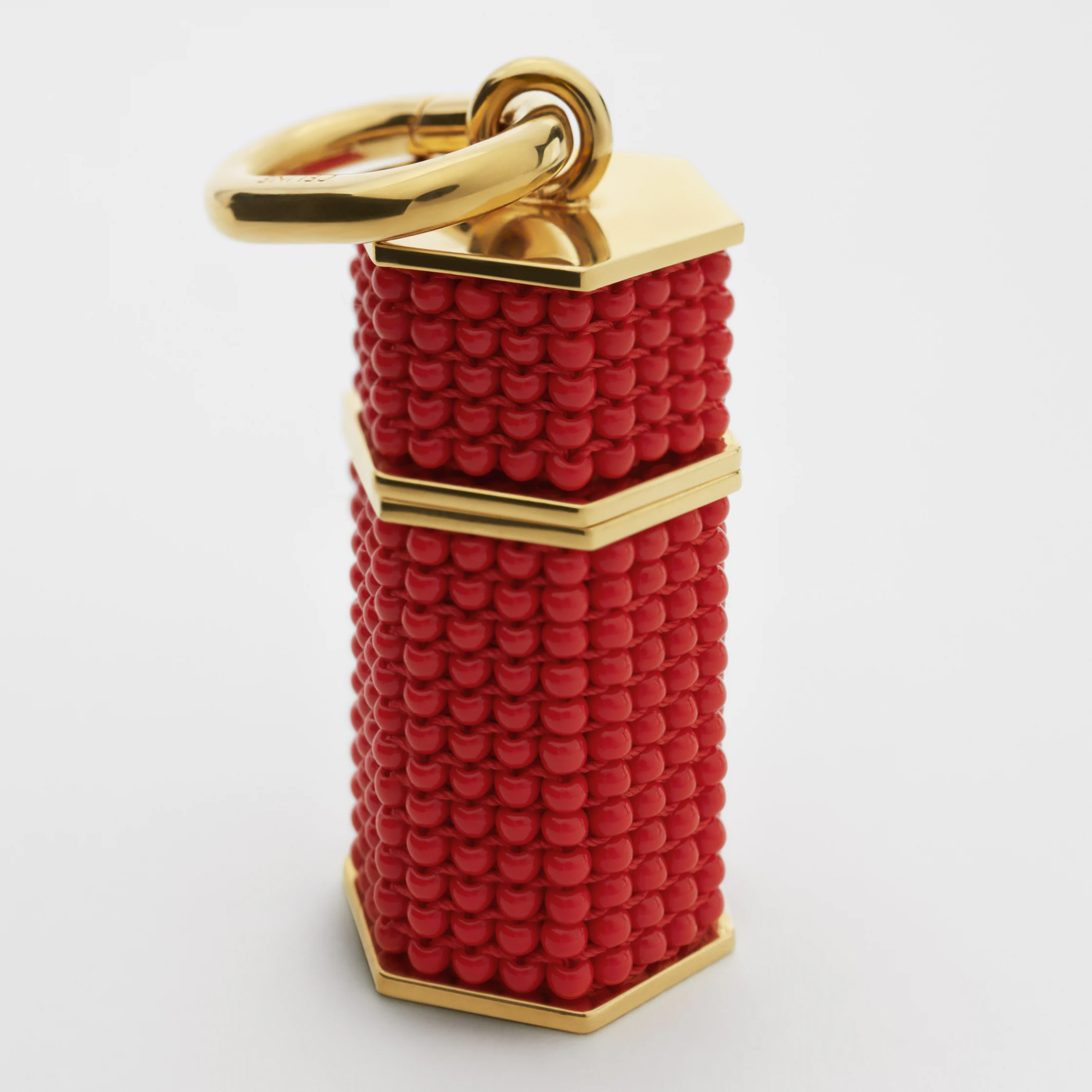 Celine Charms Column Beaded Box in Beads and Brass with Gold Finish