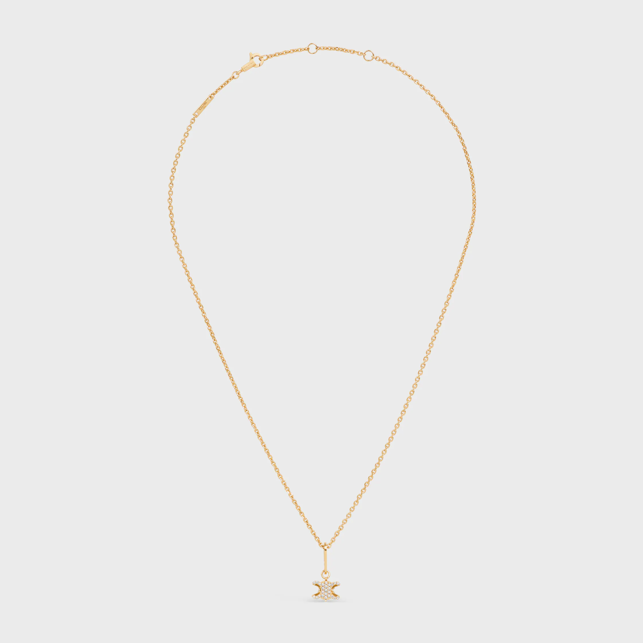 Triomphe Solitaire Sparkle Necklace in Strass and Brass with Gold Finish