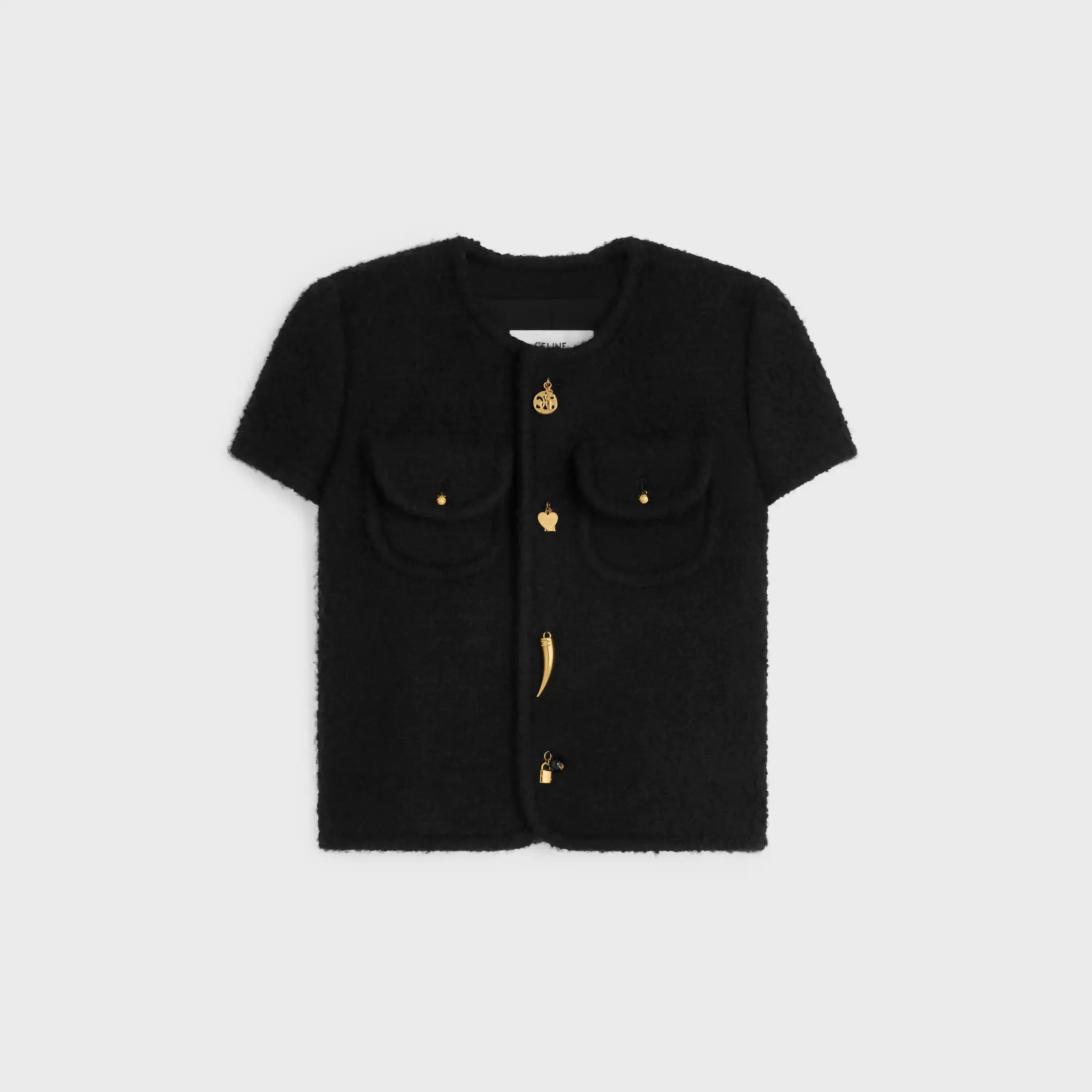 short-sleeved jacket IN cashmere and wool natté