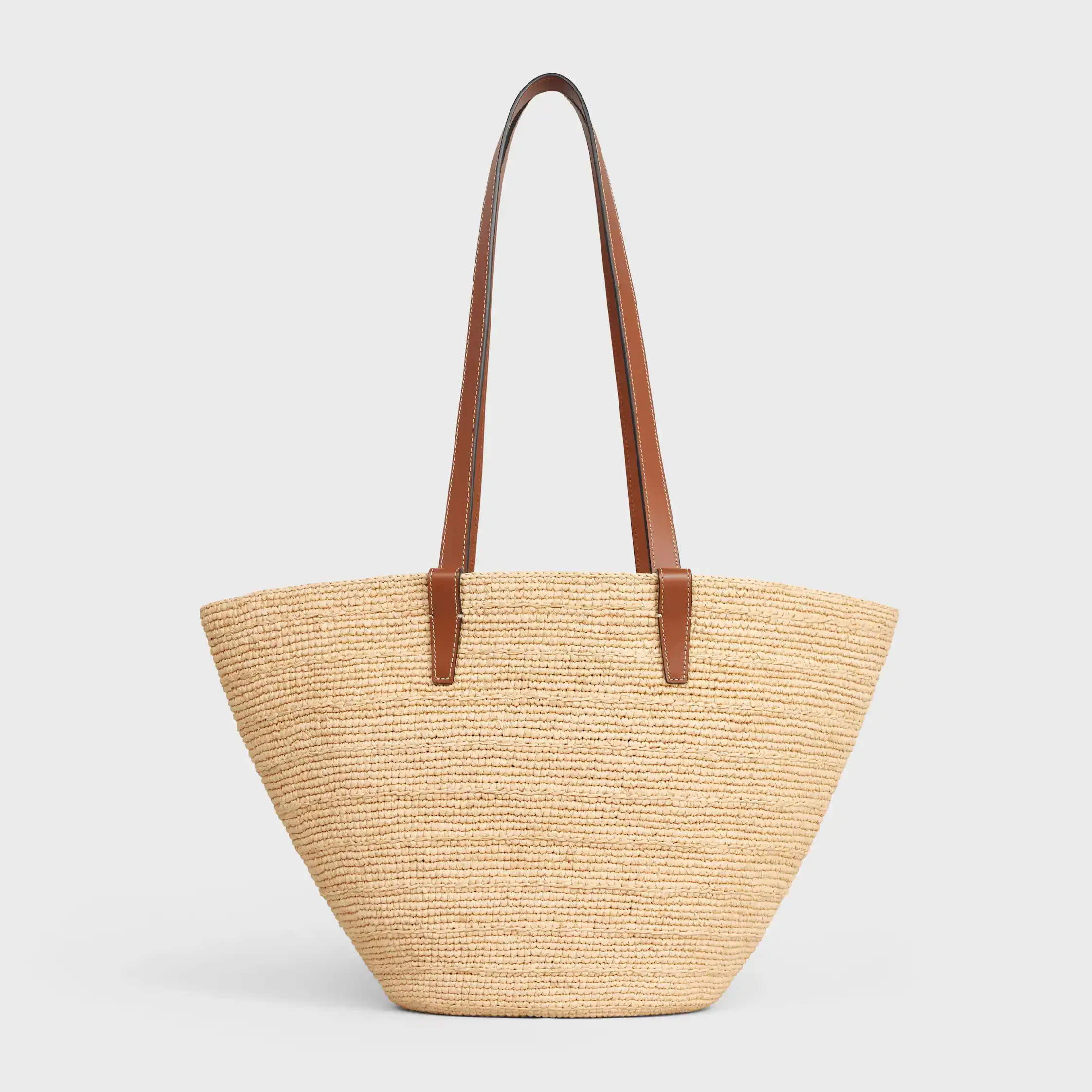MEDIUM SUPPLE CELINE CLASSIC PANIER IN Raffia and calfskin