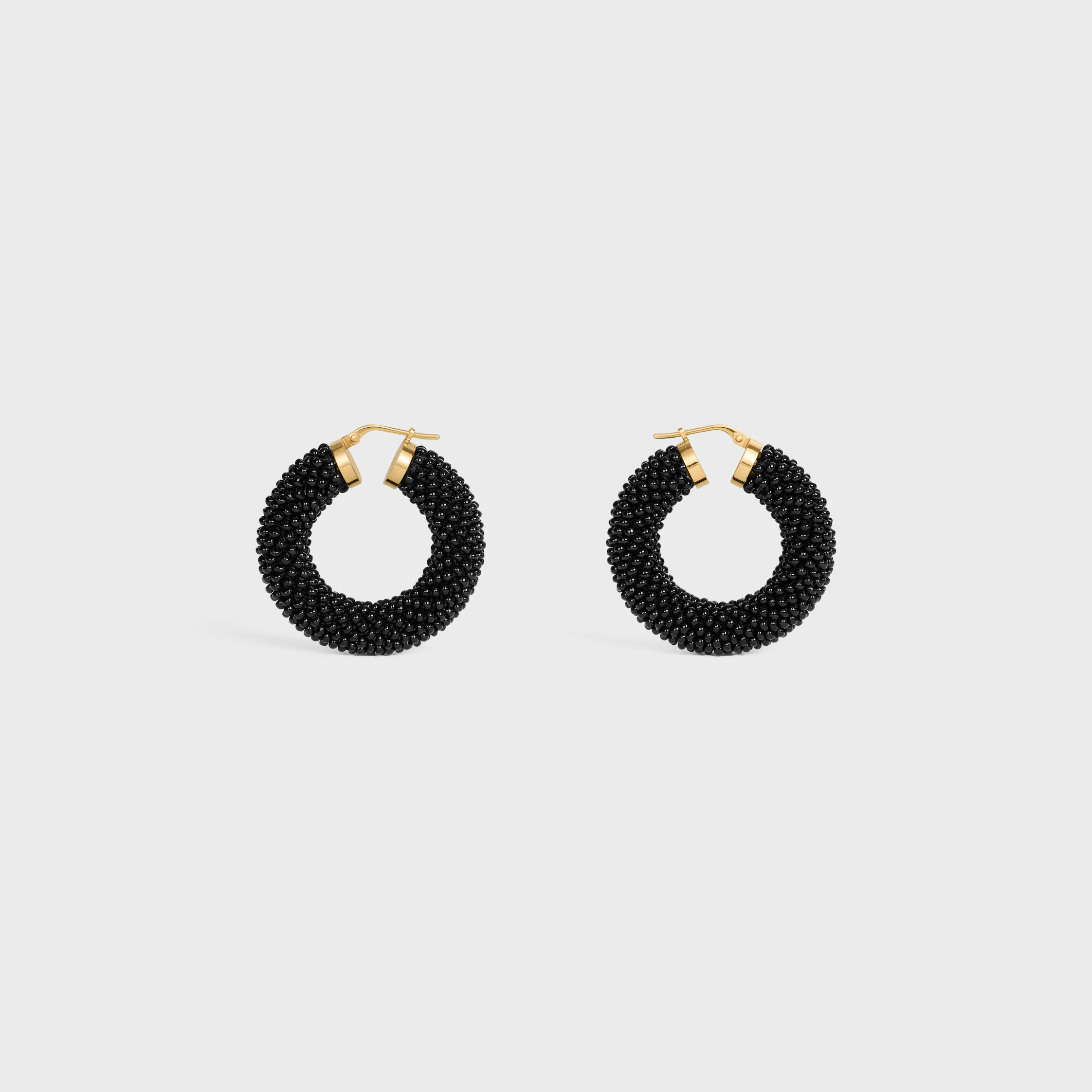 Celine Défilé Bold Hoops in Glass Beads and Brass with Gold Finish