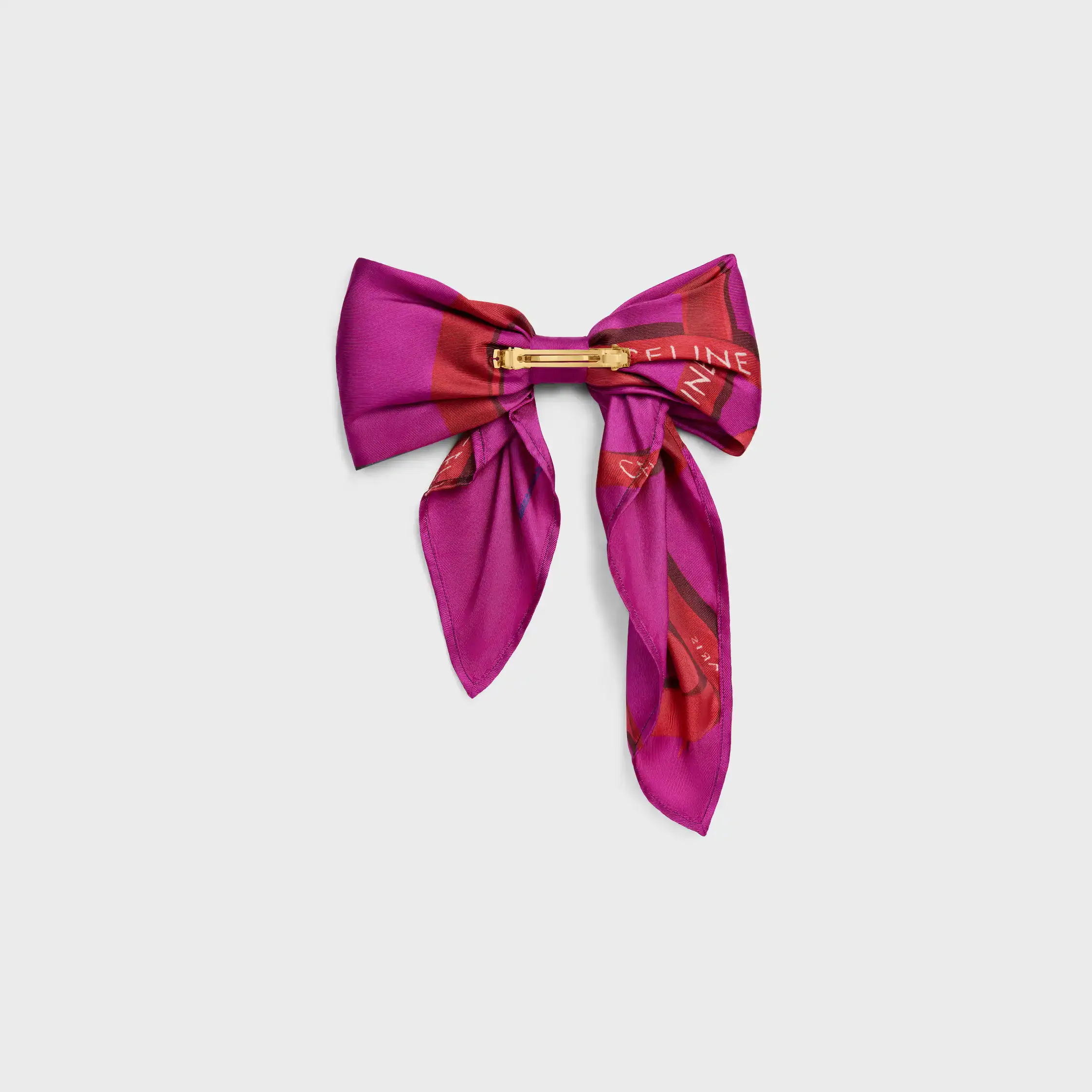 Celine Big Ribbon Hair Clip in Silk and Steel