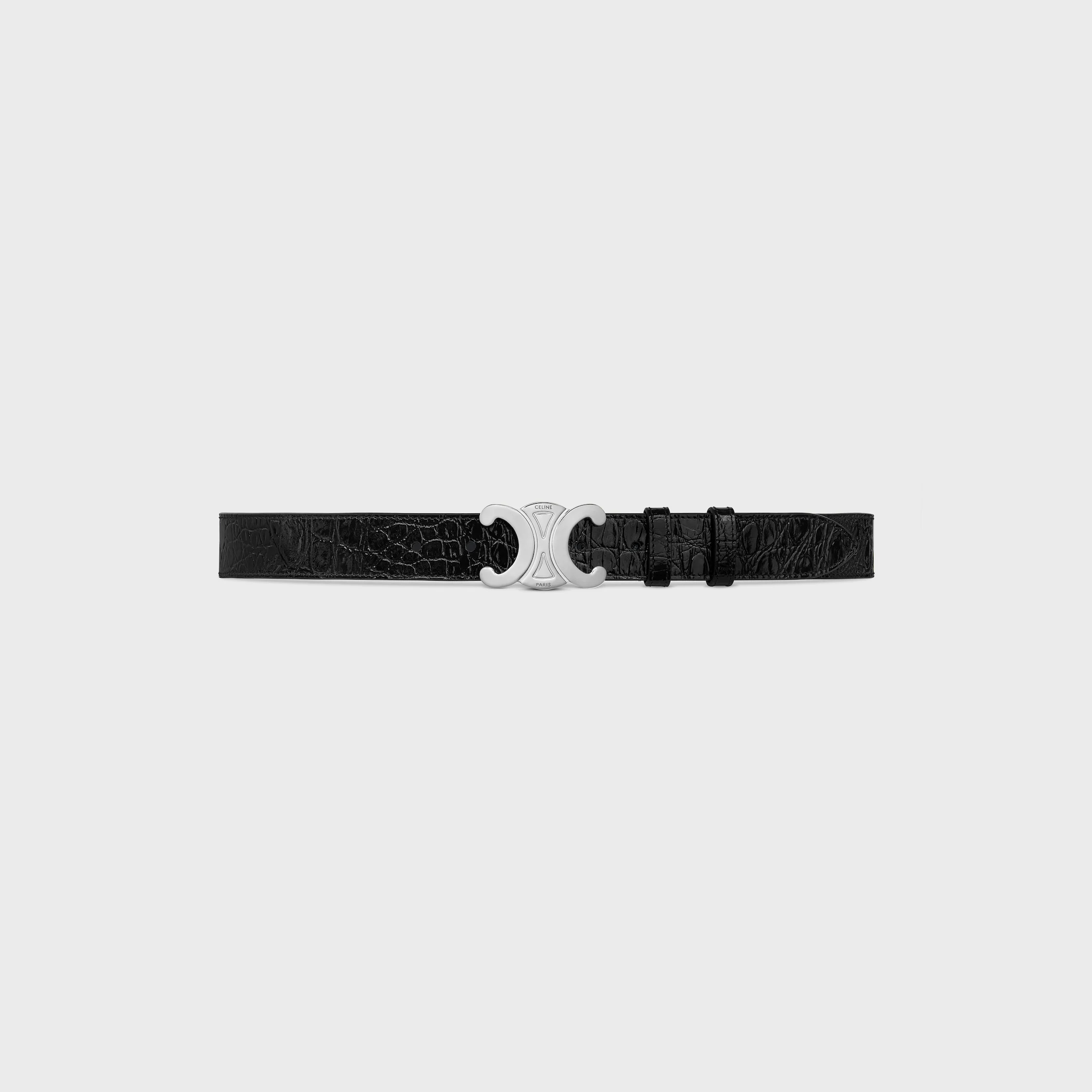 Triomphe Belt 30MM IN Crocodile Embossed Calfskin