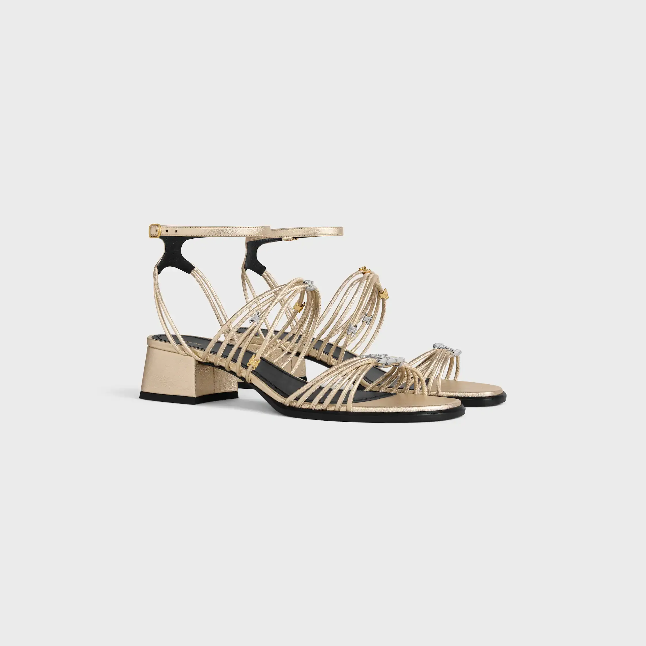 CLÉMENCE HEELED SANDAL IN LAMINATED LAMBSKIN