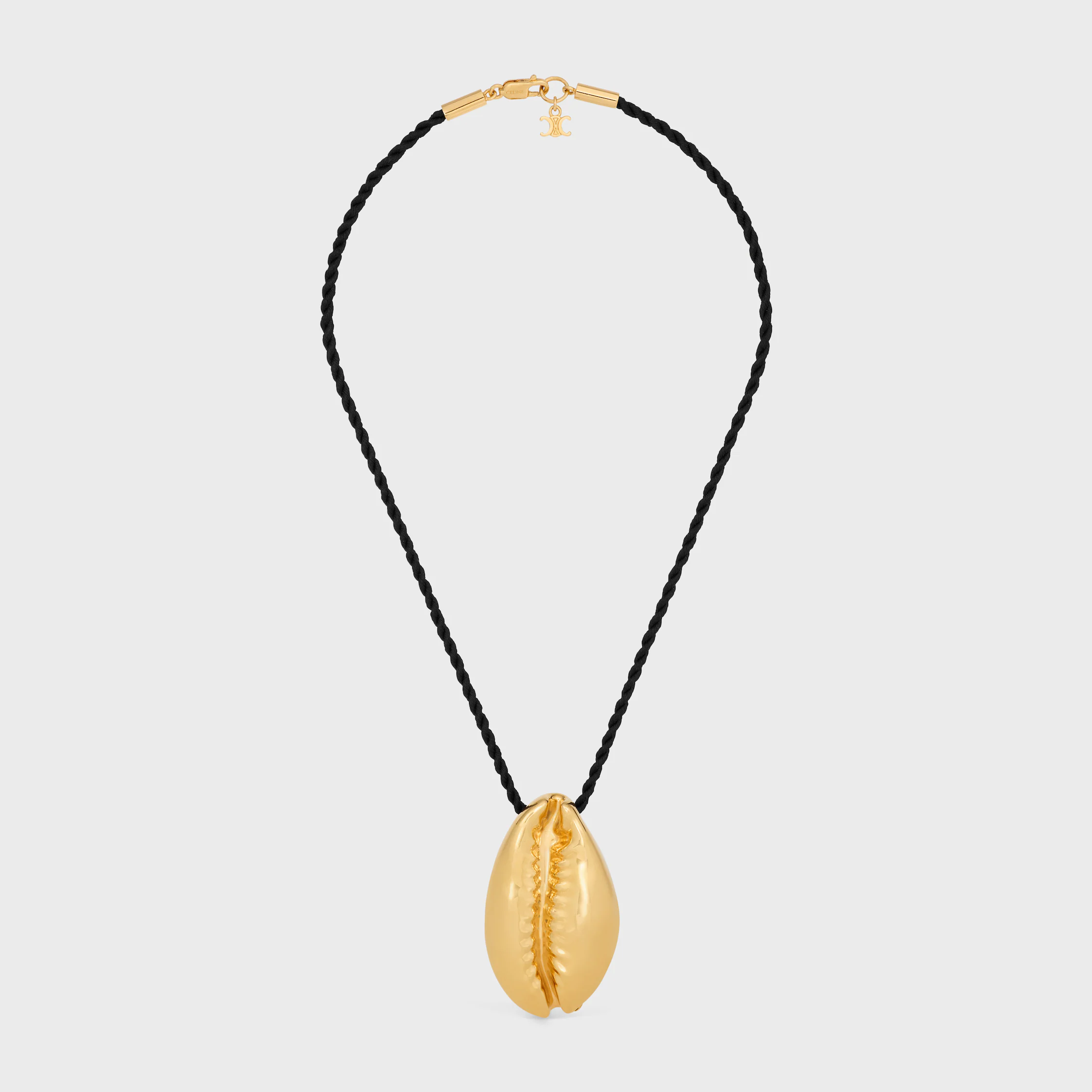 Celine Défilé Shell Necklace in Brass with Gold Finish and Silk