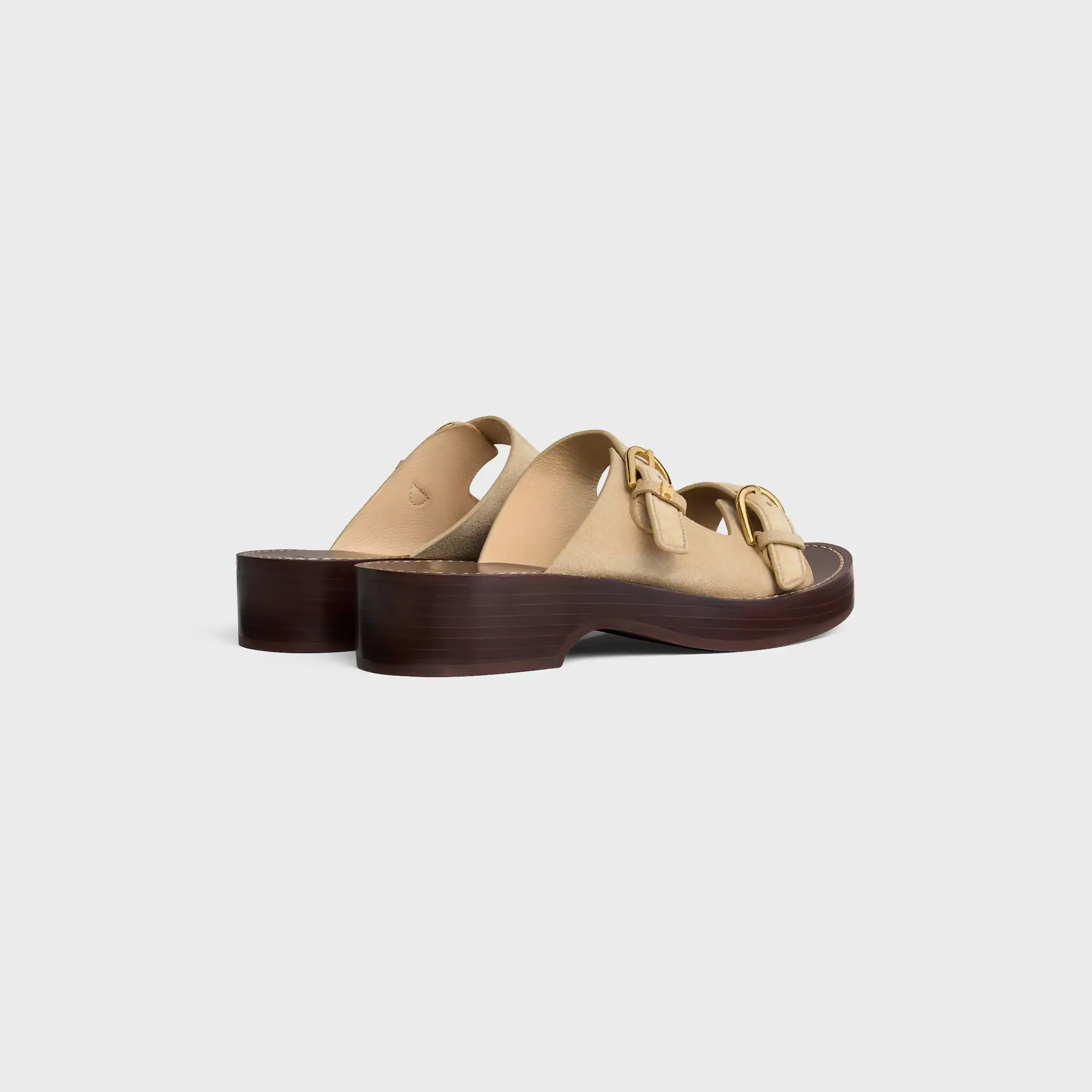 CLEO - DOUBLE STRAP SANDAL IN SUEDE CALFSKIN