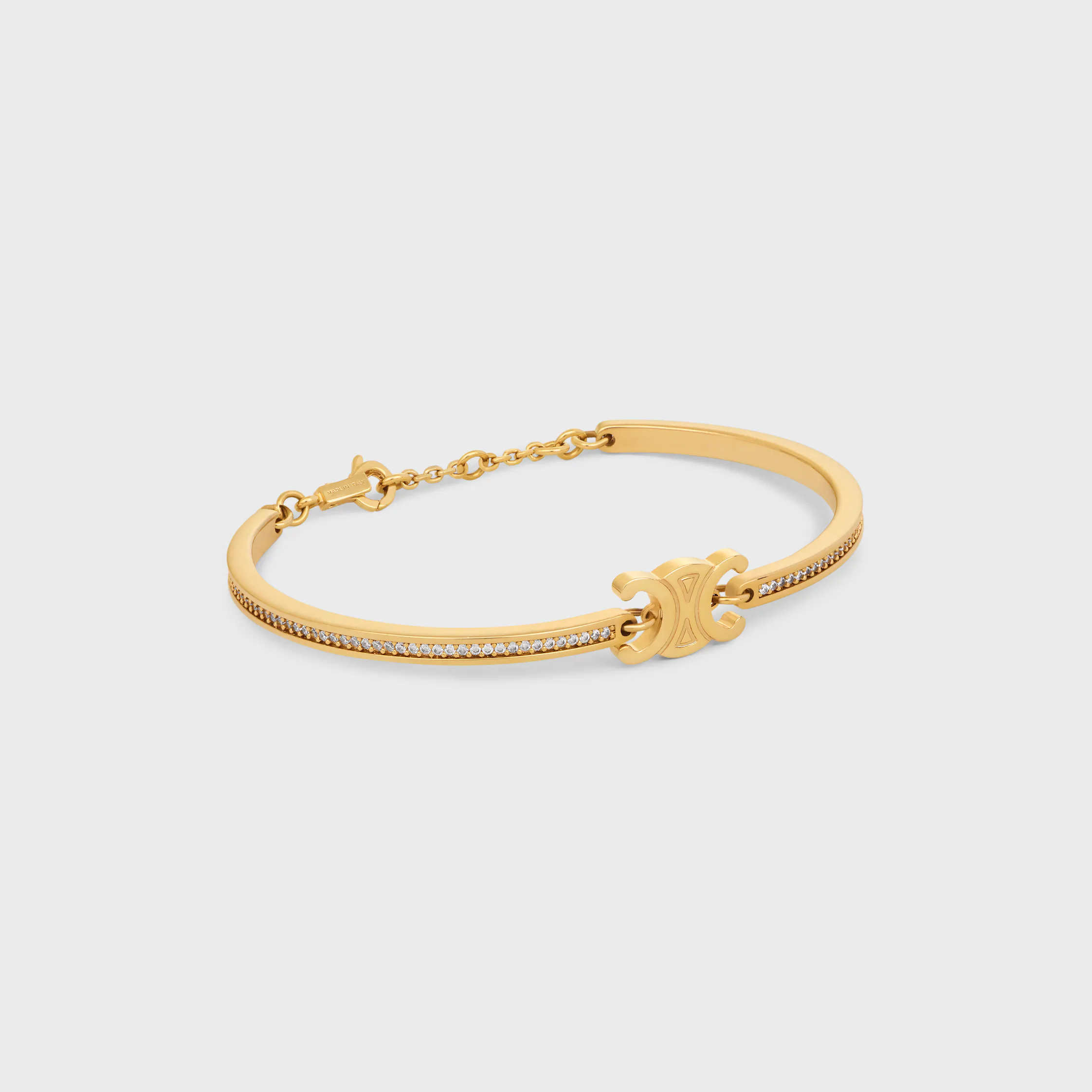 Triomphe Articulated Sparkle Bracelet in Strass and Brass with Gold Finish