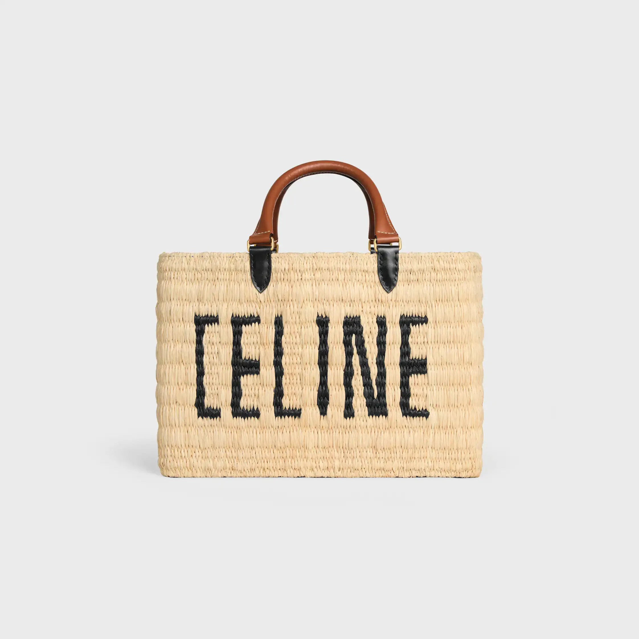 CELINE PARIS PANIER IN RAFFIA AND CALFSKIN