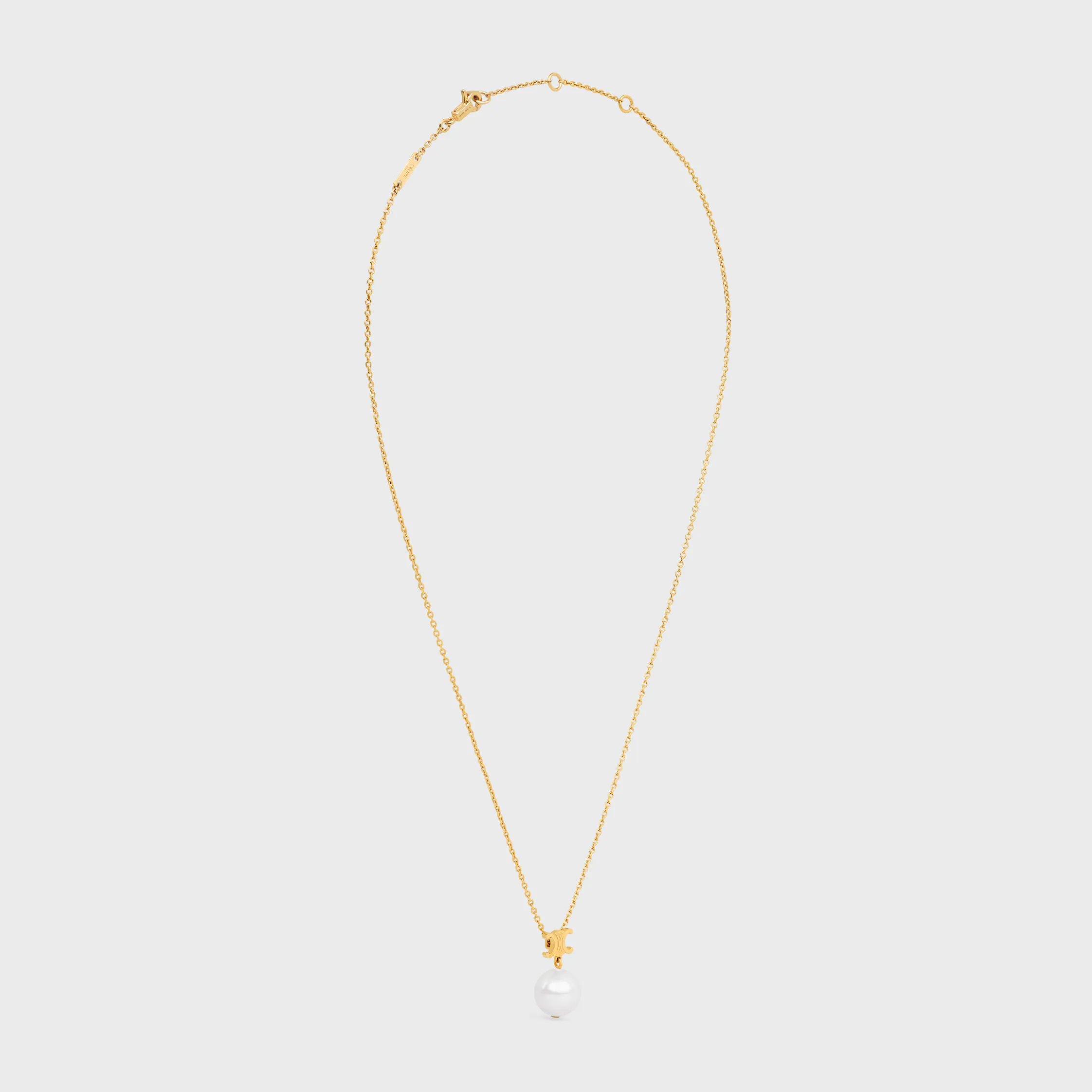 Les Perles Celine Necklace in Resin Pearl and Brass with Gold Finish