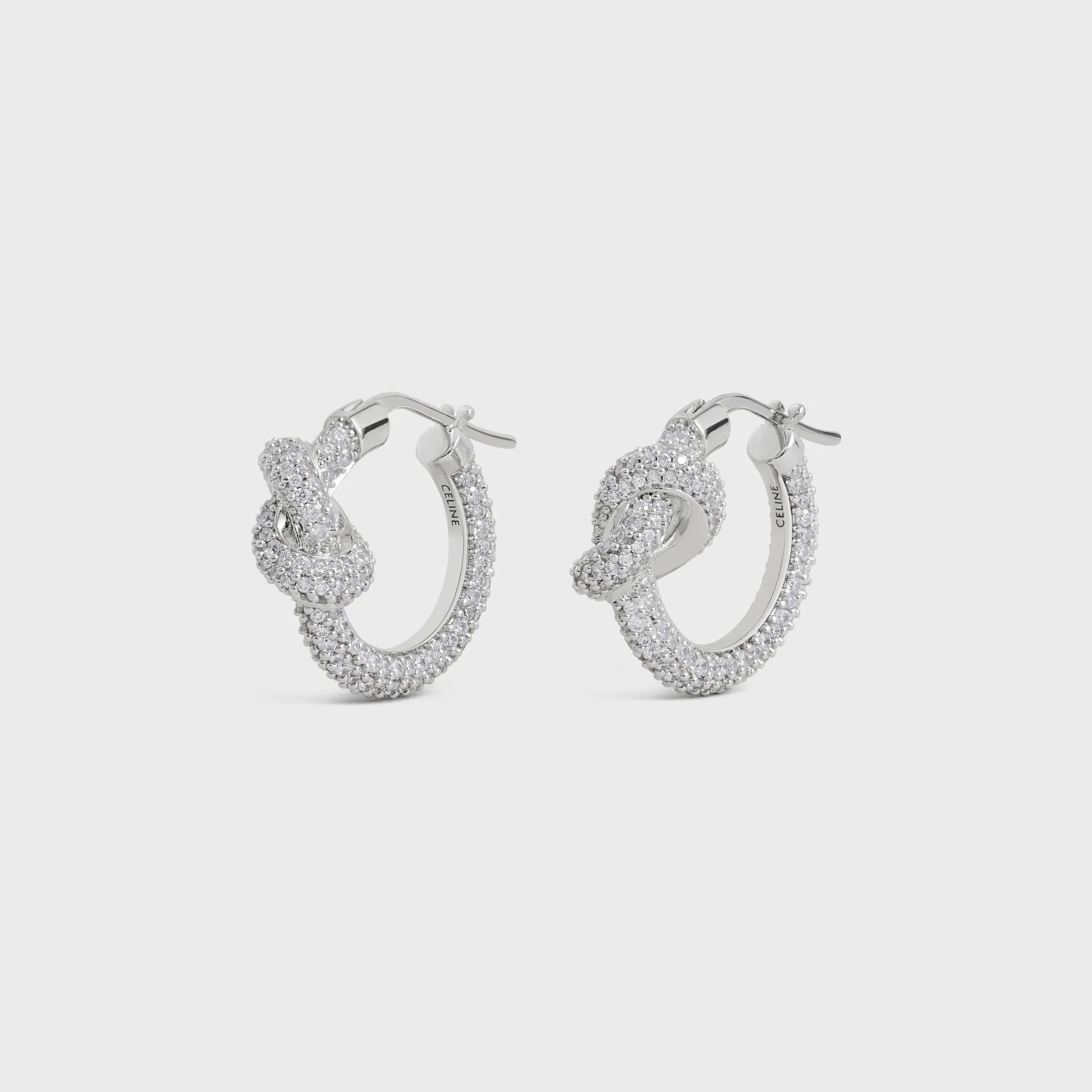 Knot Sparkle Hoops in Strass and Brass with Rhodium Finish