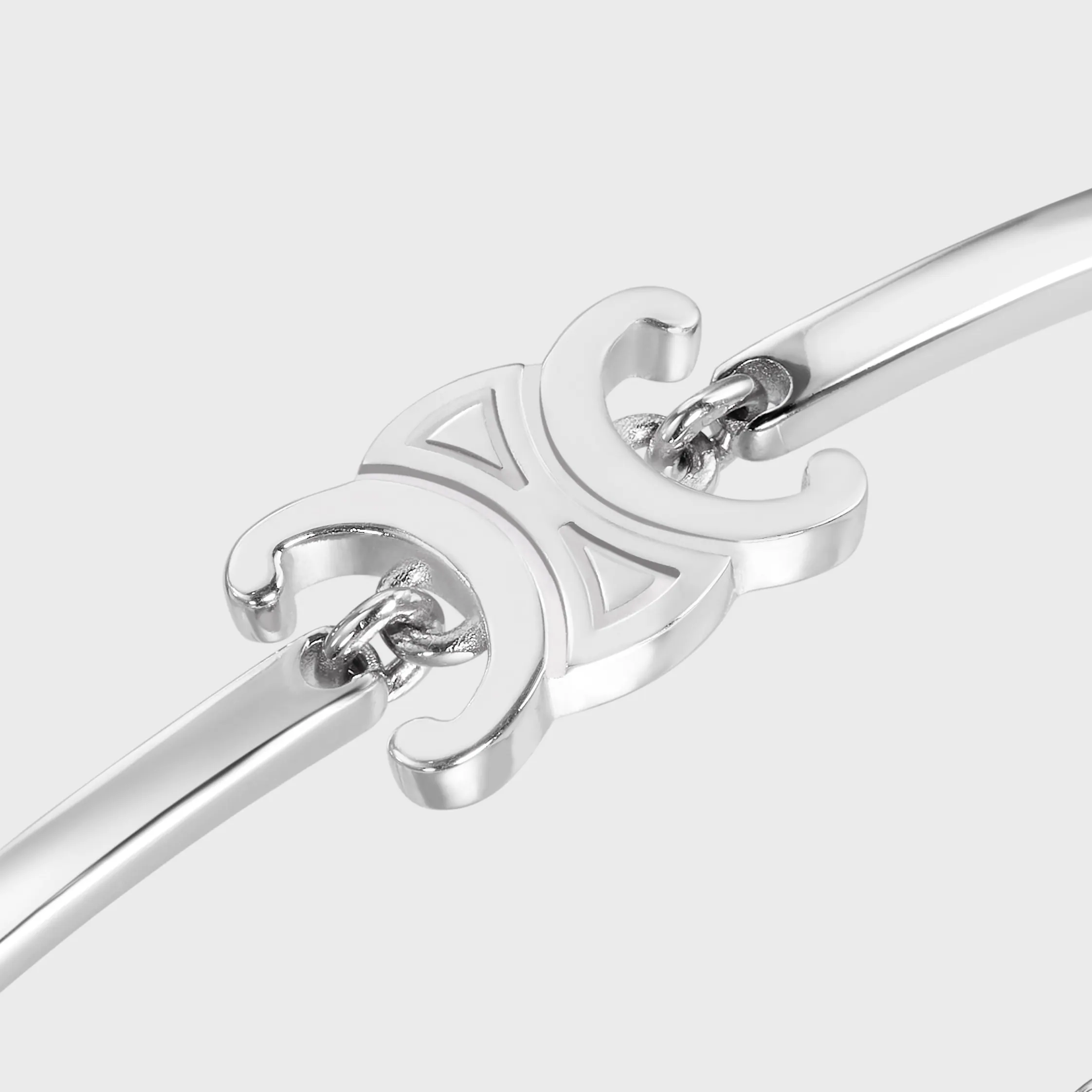 Triomphe Articulated Bracelet in Brass with Rhodium Finish