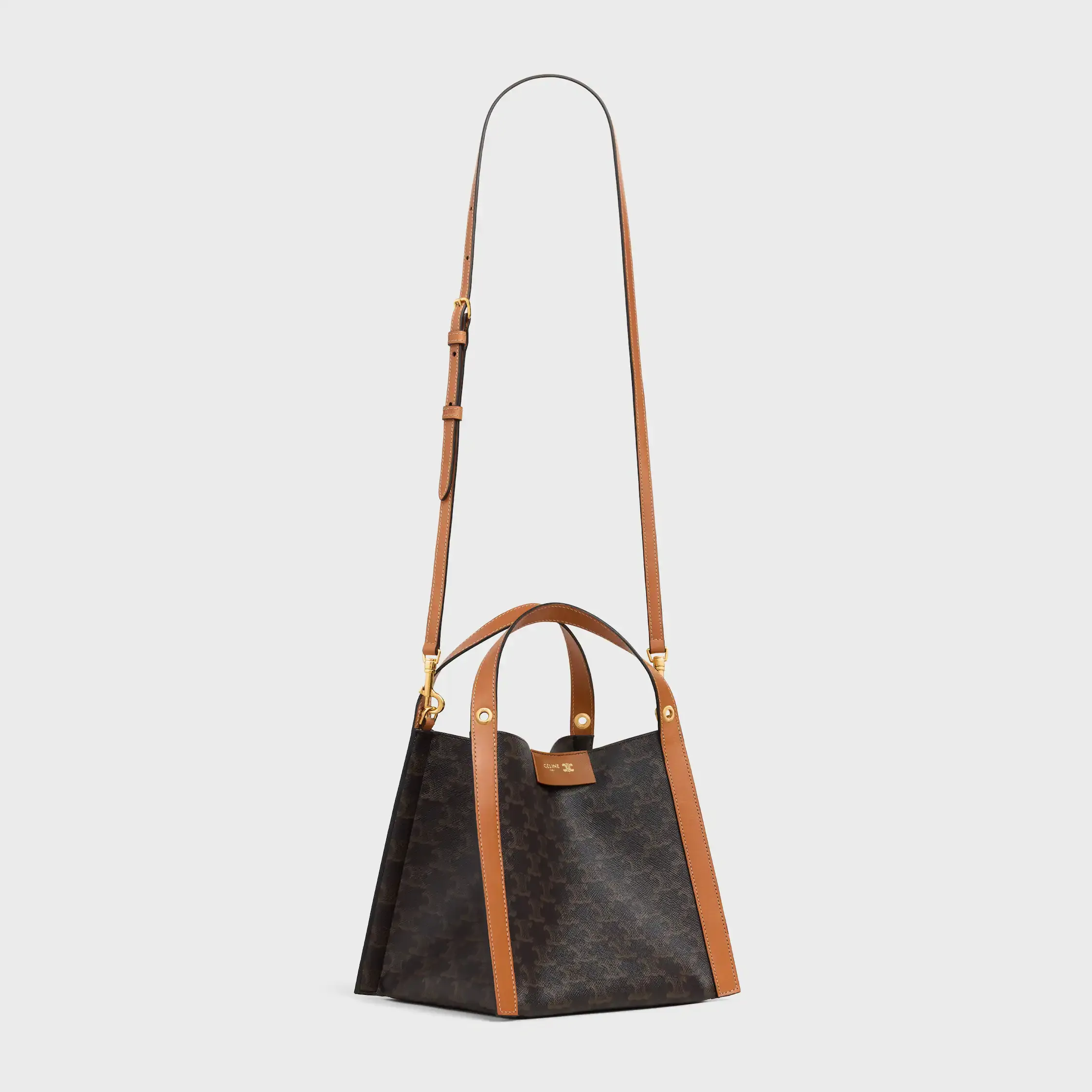 SMALL CUBE BAG IN Triomphe Canvas and NATURAL Calfskin