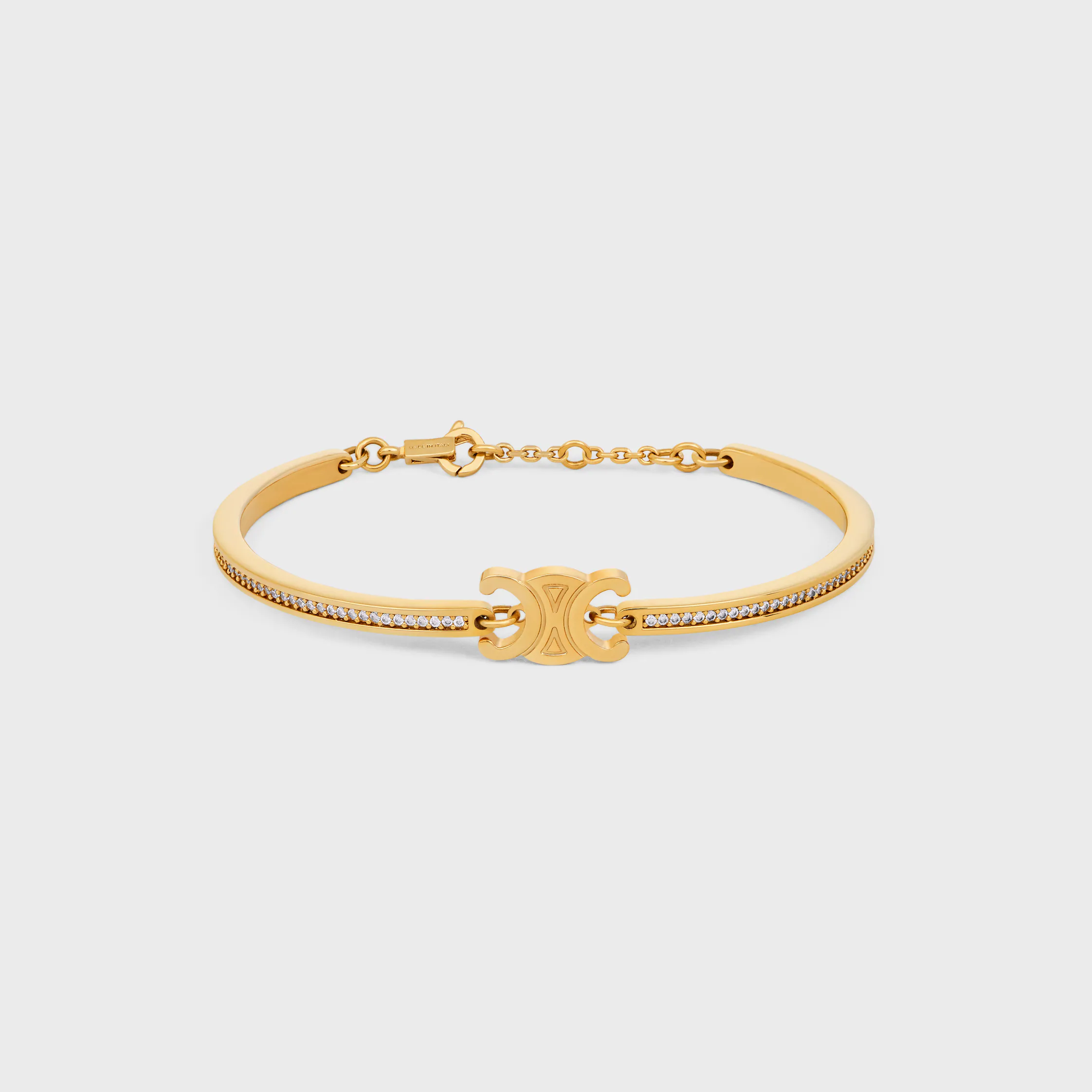 Triomphe Articulated Sparkle Bracelet in Strass and Brass with Gold Finish