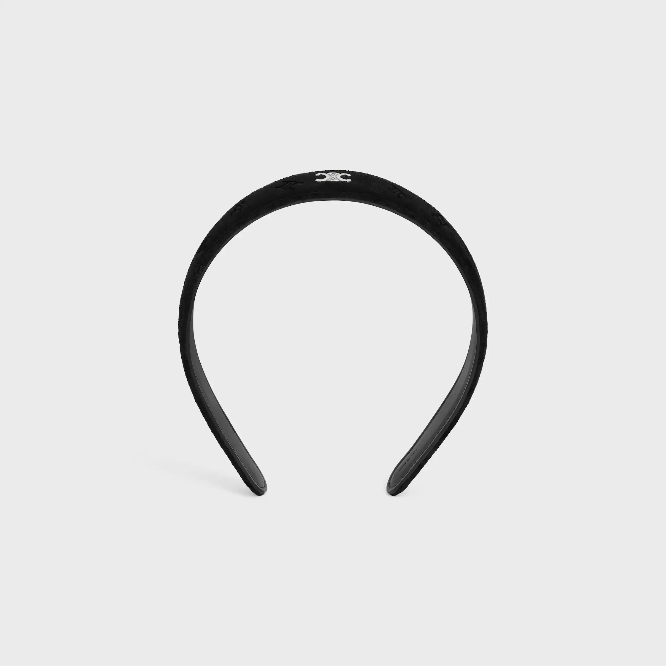 Celine Stamped Headband in Calfskin, Polyester and Brass with Rhodium Finish