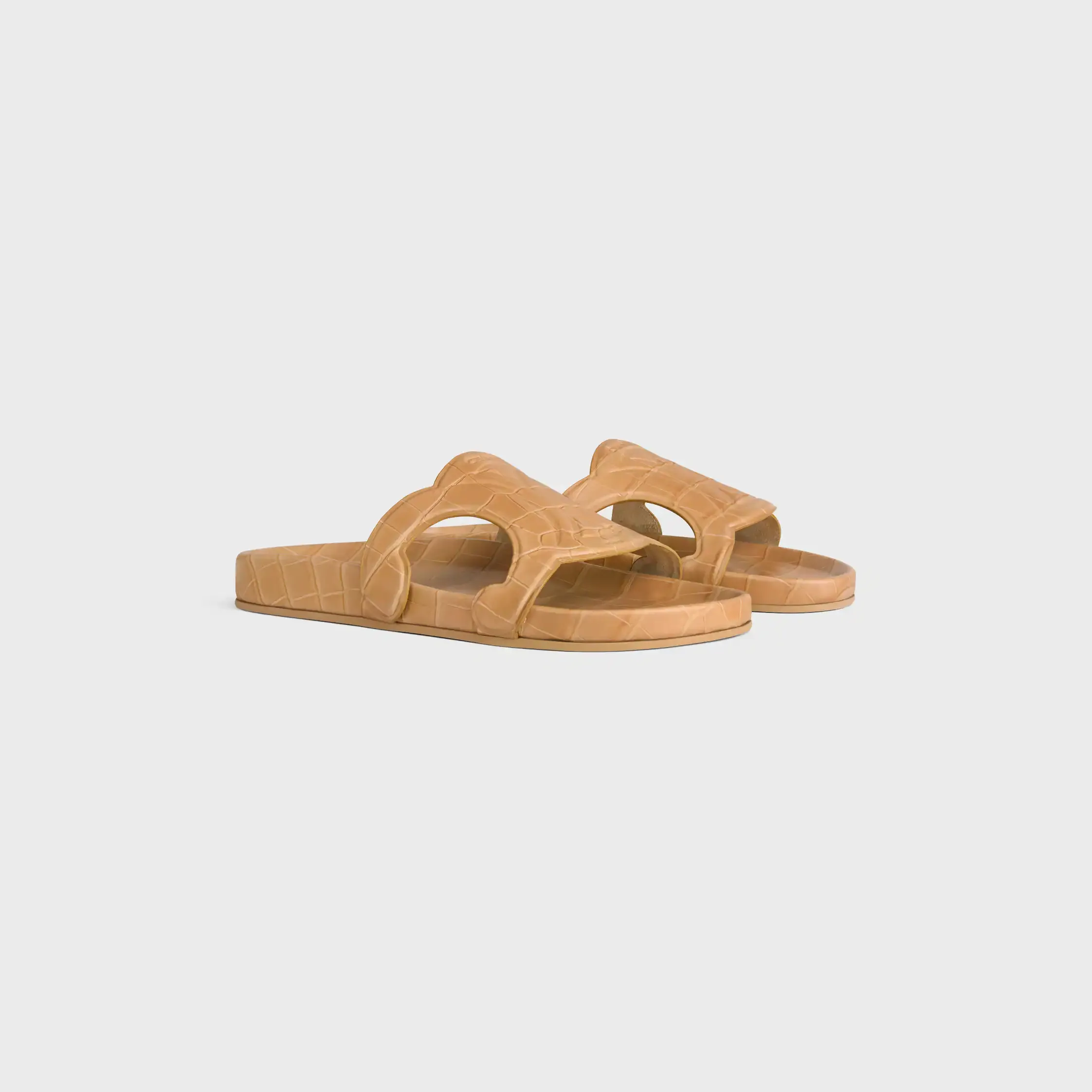 TRIOMPHE SLIDE IN CROCODILE STAMPED CALFSKIN