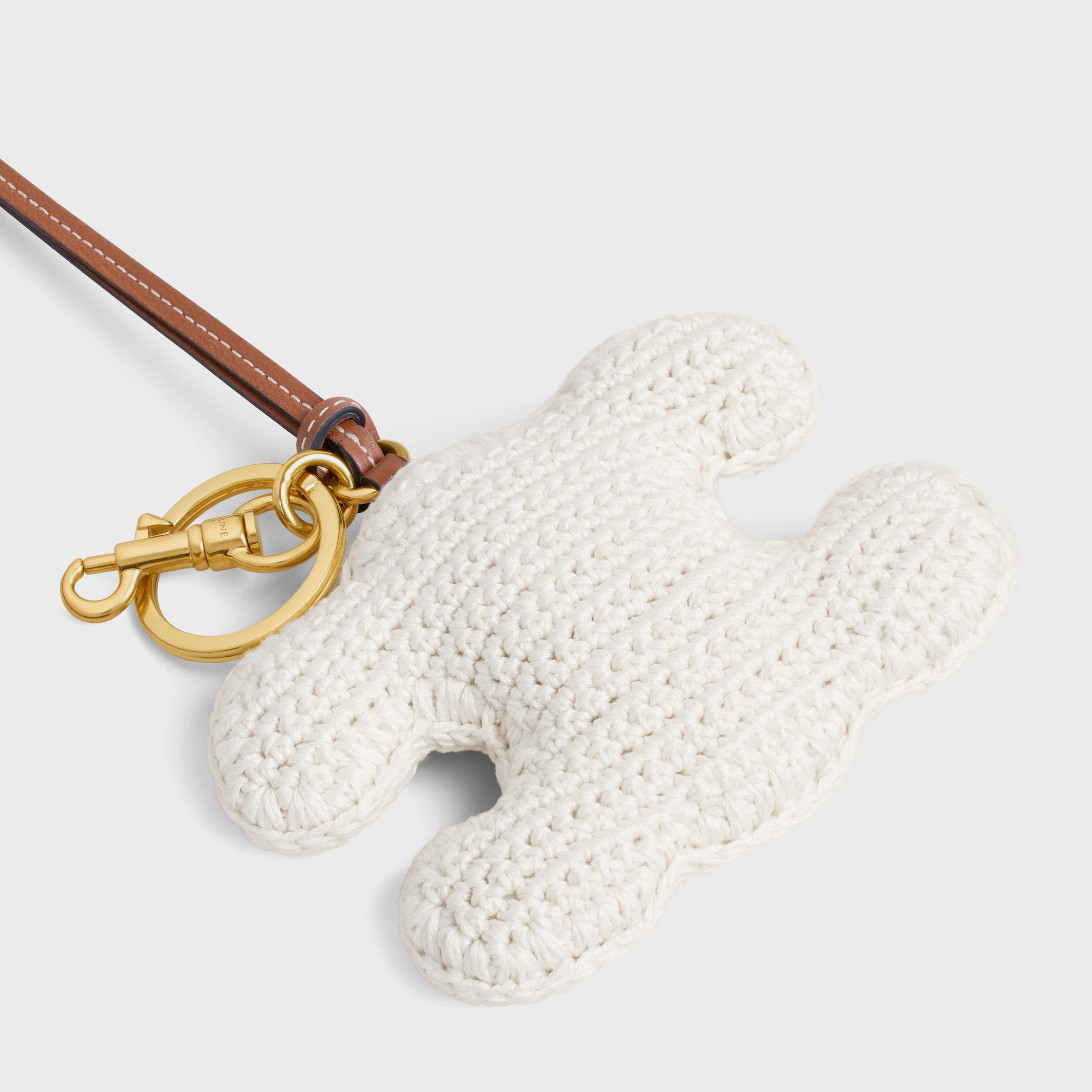 TRIOMPHE pom-pom keyring in COTTON CROCHET with Gold Finishing