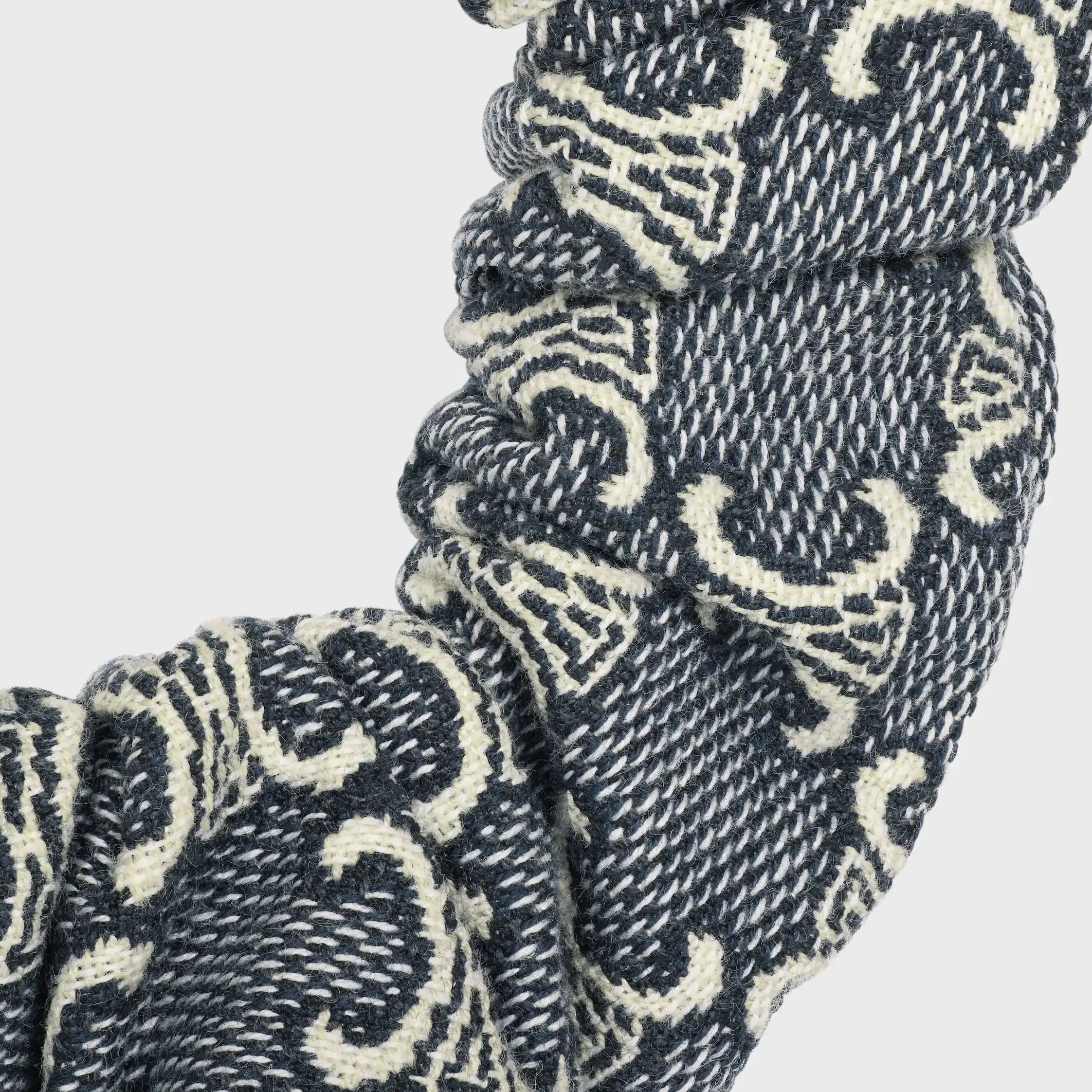 Celine Jacquard Triomphe Scrunchy in Cotton, Polyester, Polyamide and Brass with Gold Finish