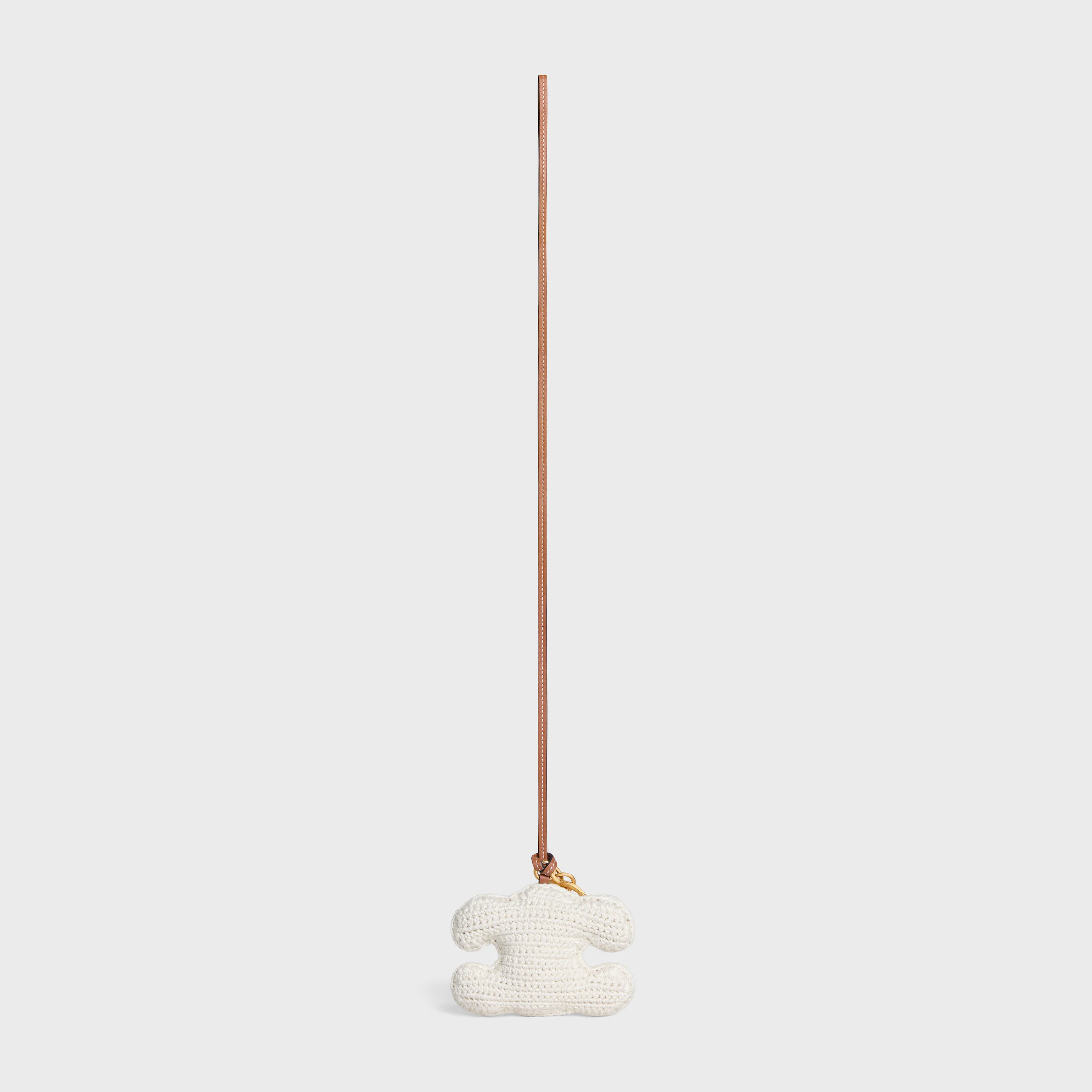 TRIOMPHE pom-pom keyring in COTTON CROCHET with Gold Finishing