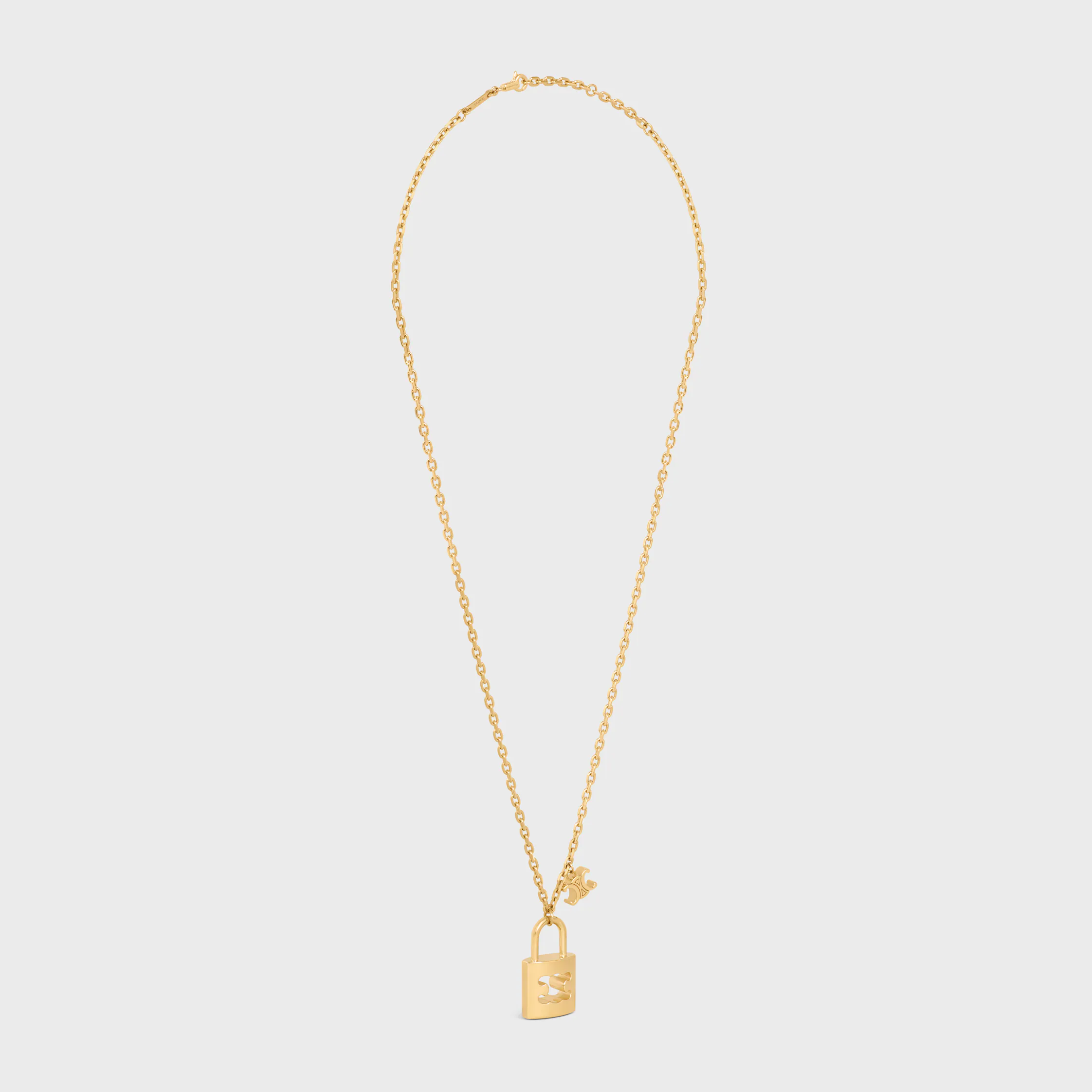 Triomphe Lock Large Necklace in Brass with Gold Finish