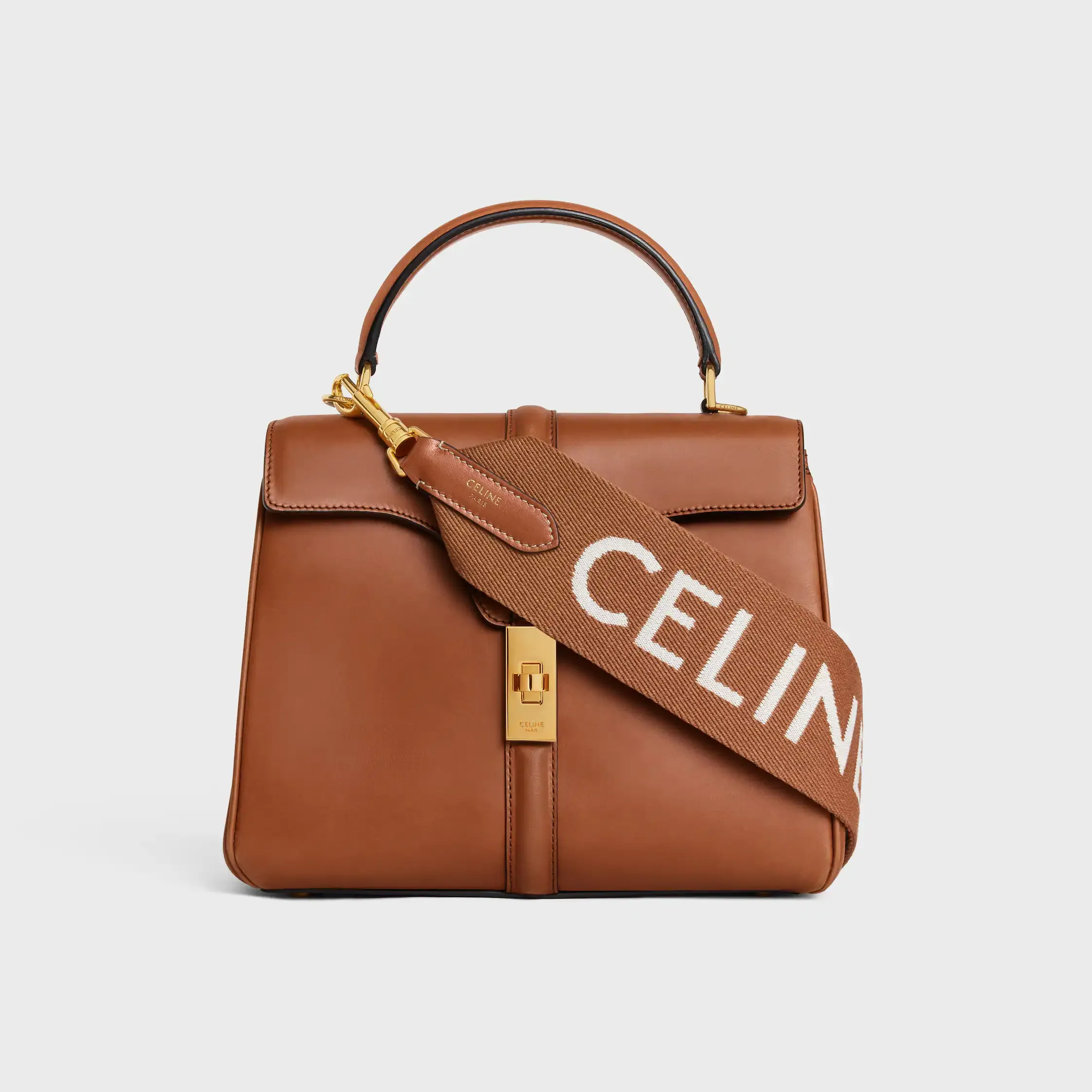 Long Strap in Wool with Celine jacquard with GOLD FINISHING