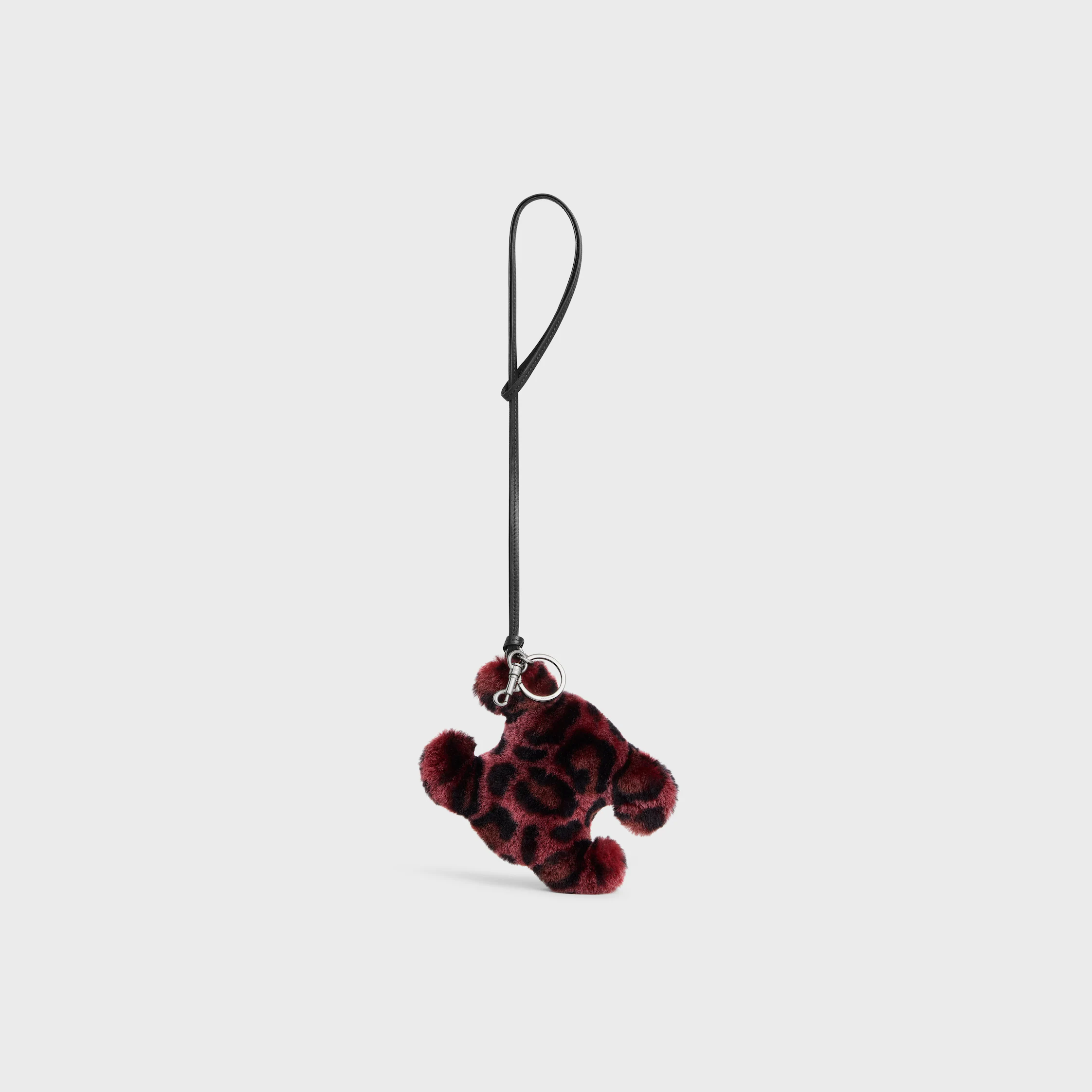 TRIOMPHE POM-POM KEYRING in SHEARLING AND CALFSKIN