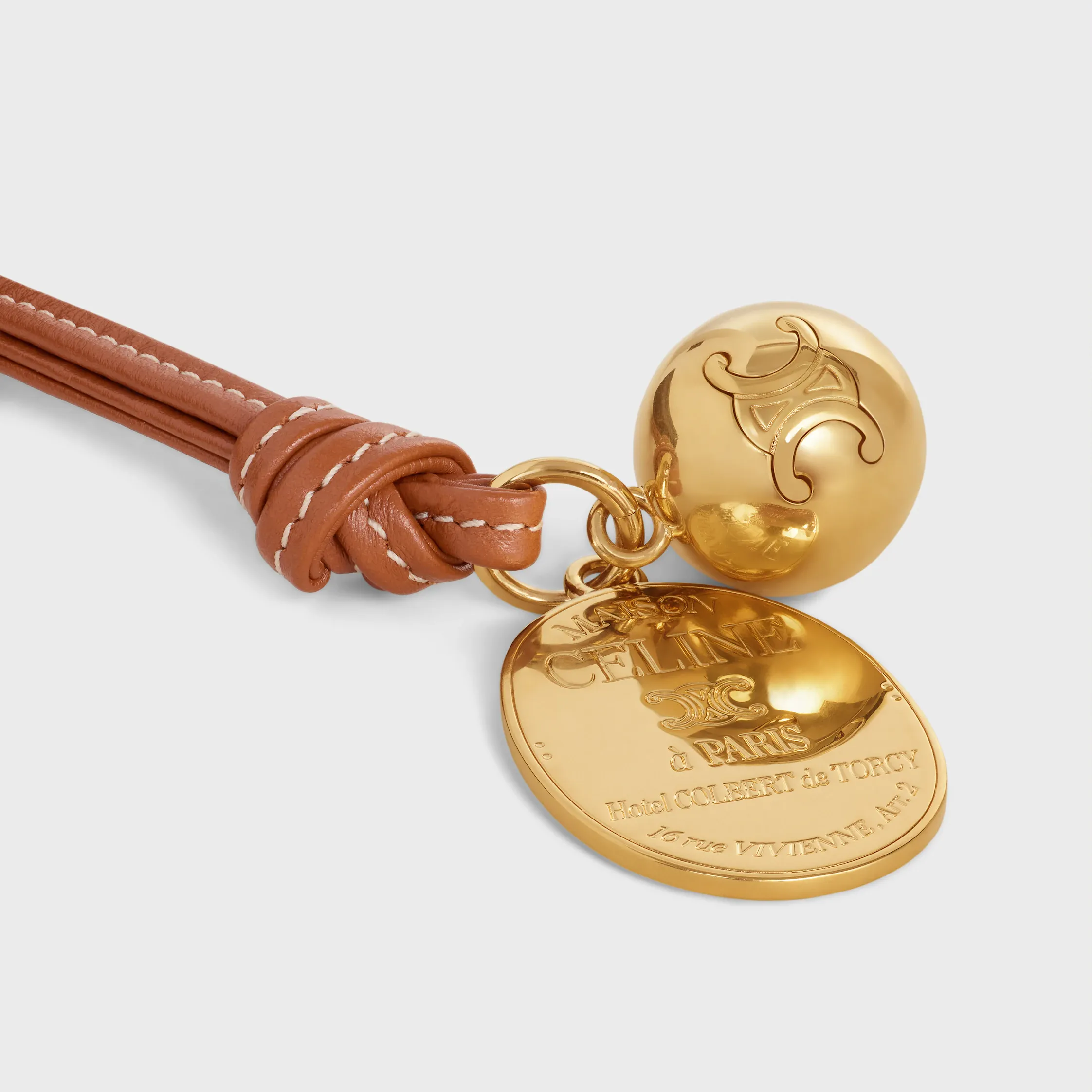 MAISON CELINE MEDALLION CHARM IN SMOOTH LAMBSKIN AND METAL