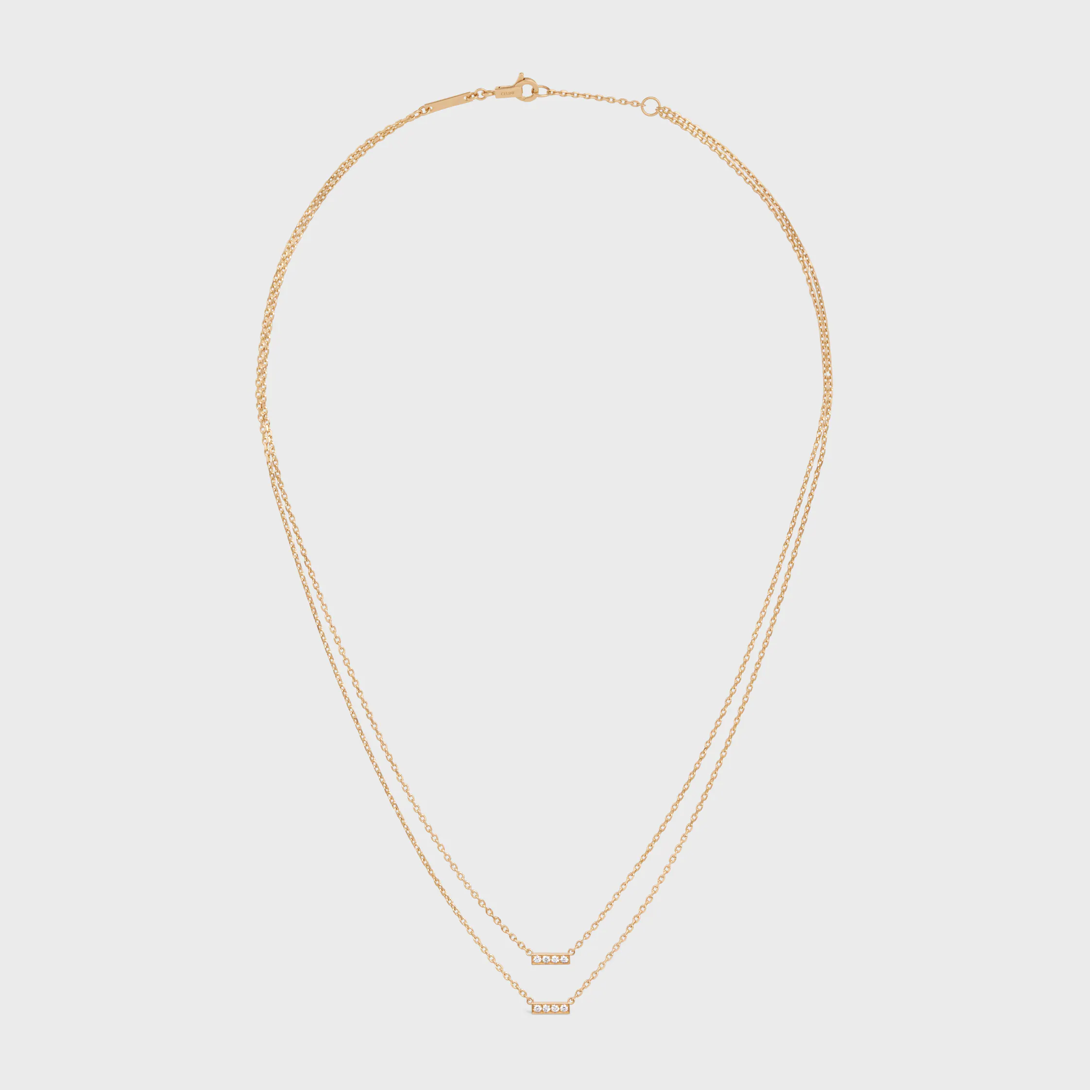 Celine Line Double Necklace in Yellow Gold and Diamonds