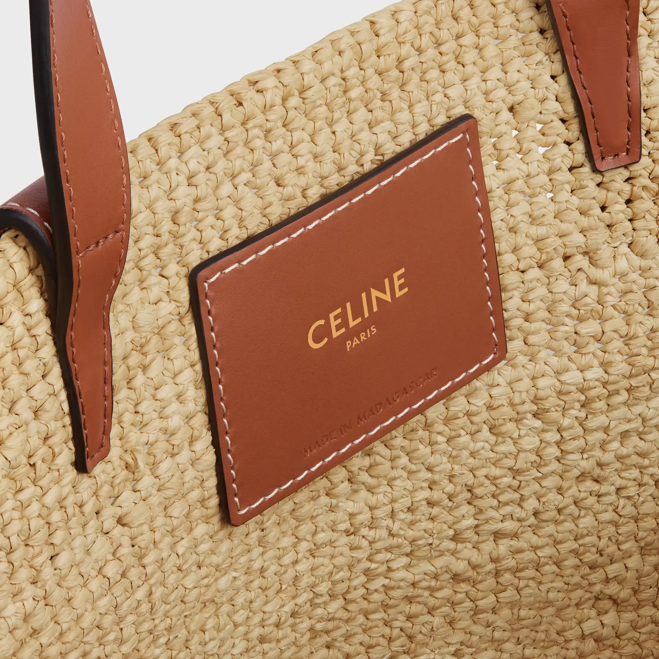 TEEN SUPPLE CELINE CLASSIC PANIER IN Raffia and calfskin