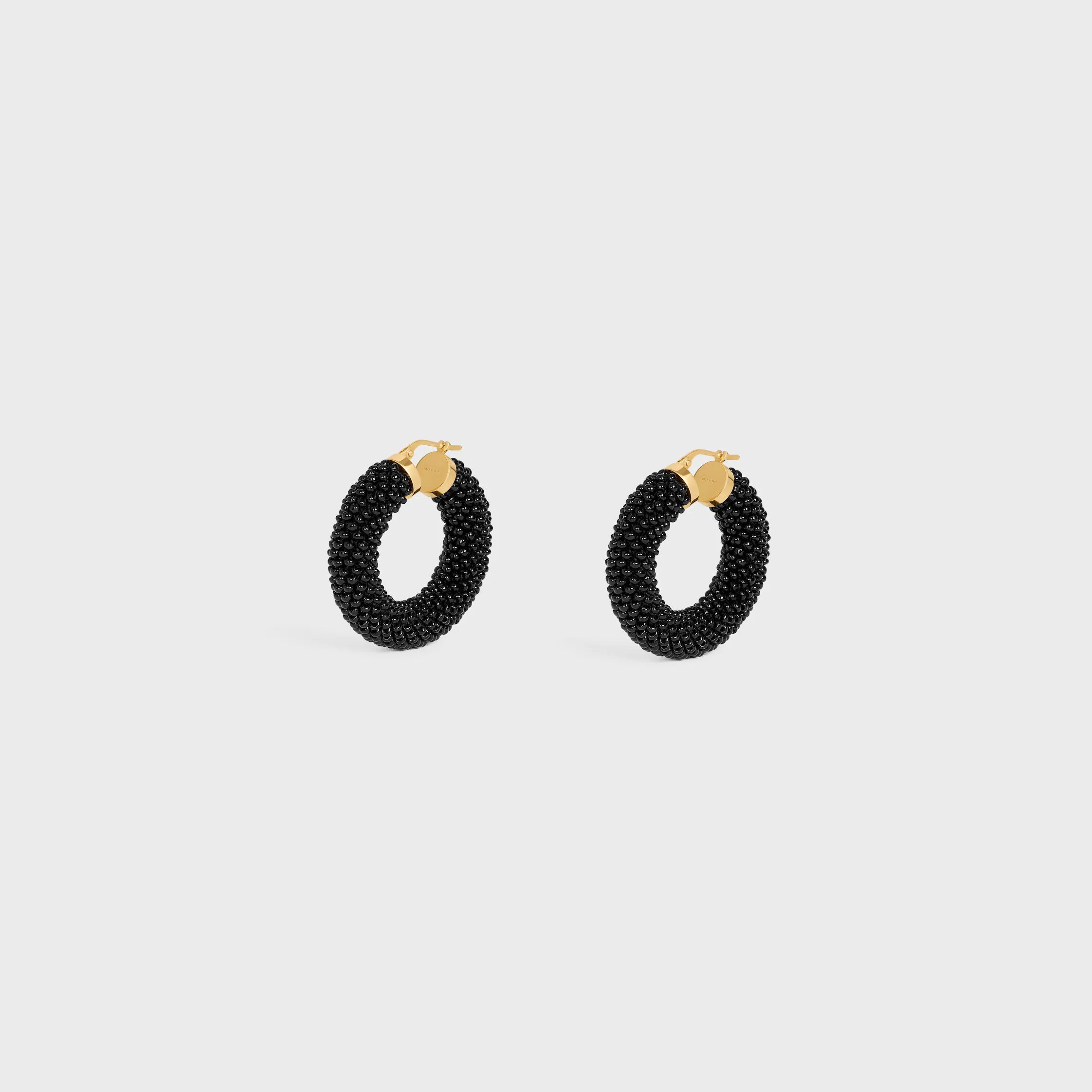 Celine Défilé Bold Hoops in Glass Beads and Brass with Gold Finish
