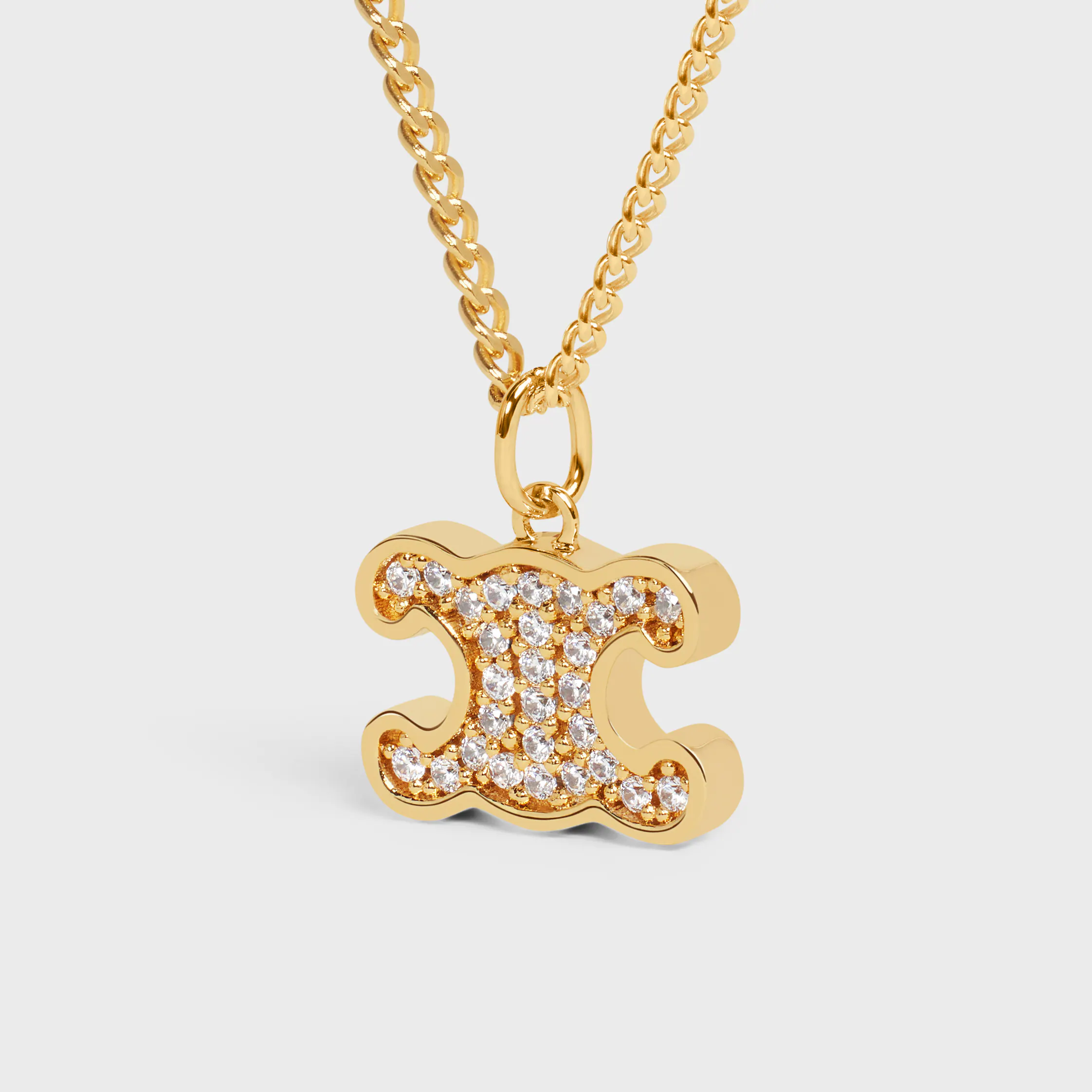 Triomphe Rhinestone Necklace in Brass with Gold Finish and Crystals
