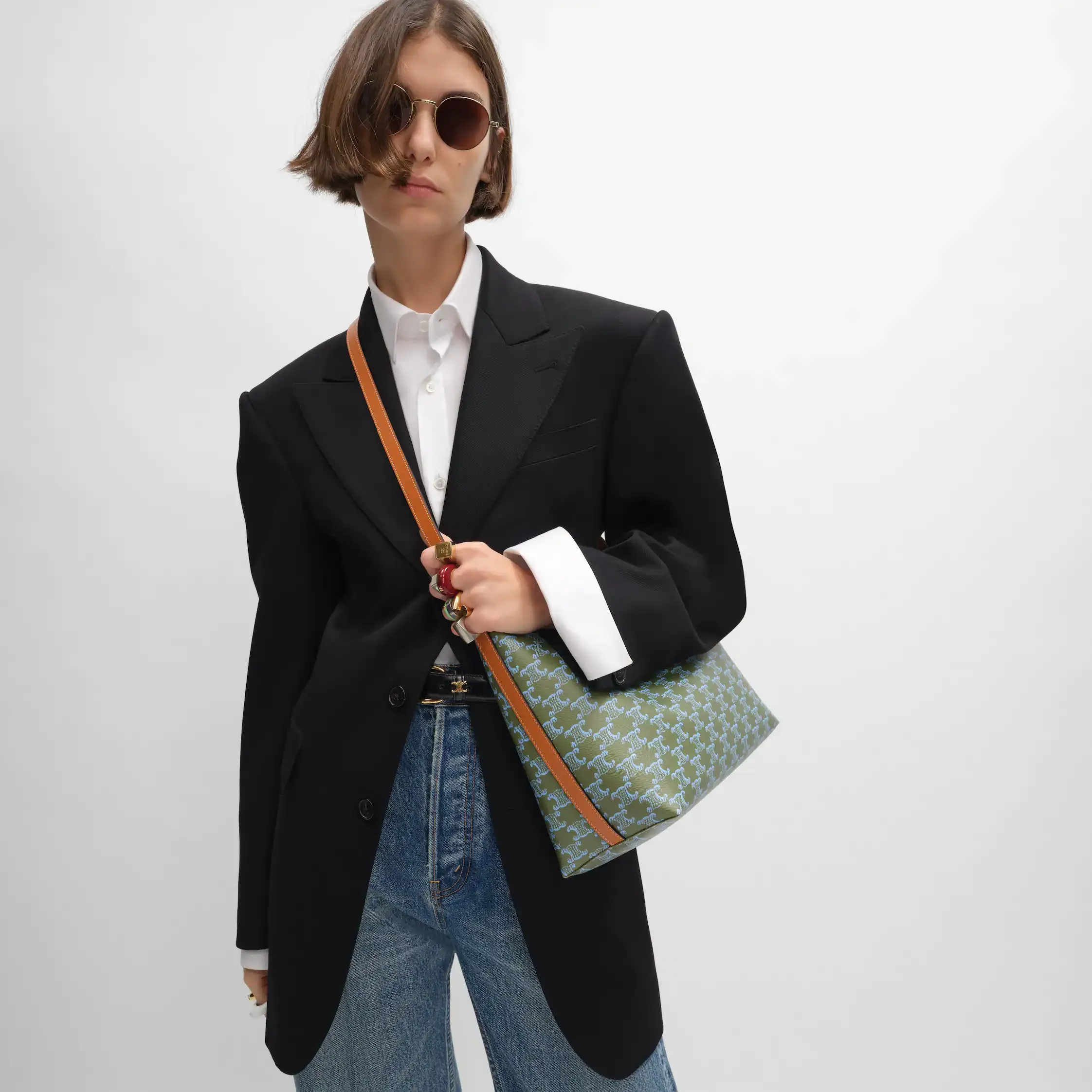 SOFT SHOPPER BAG IN TRIOMPHE CANVAS AND CALFSKIN