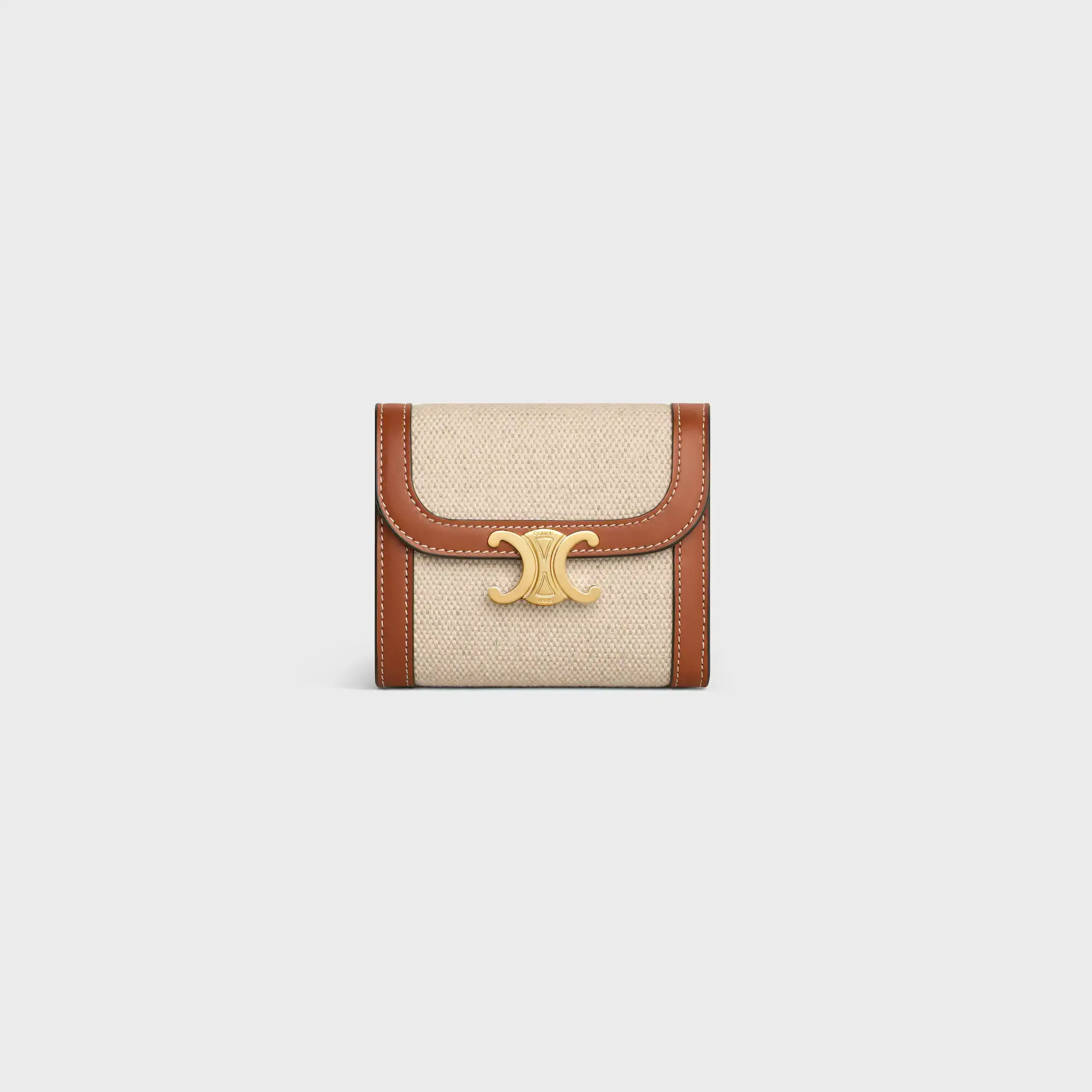 Small Flap Wallet TRIOMPHE IN textile and calfskin