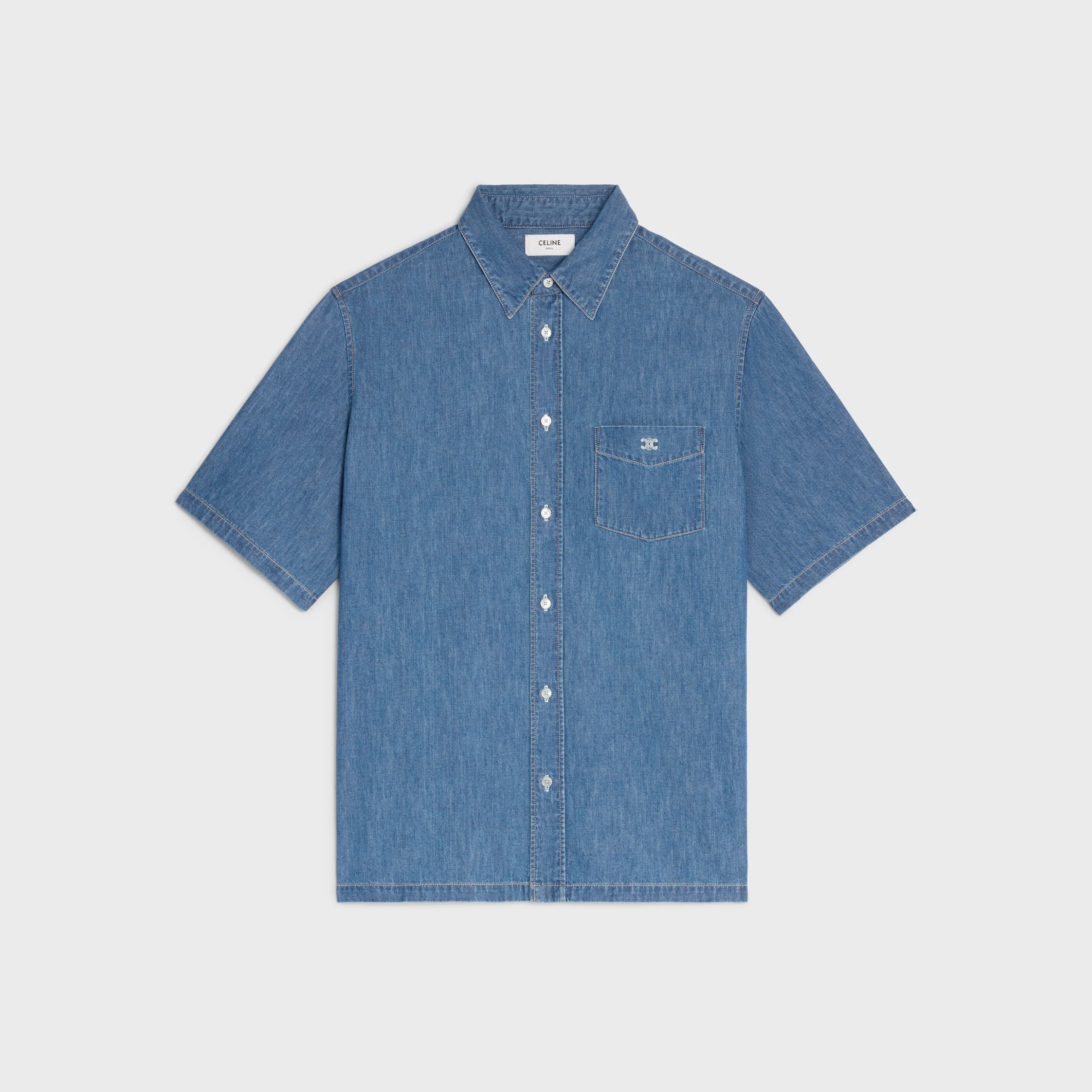 short-sleeved shirt IN cotton denim